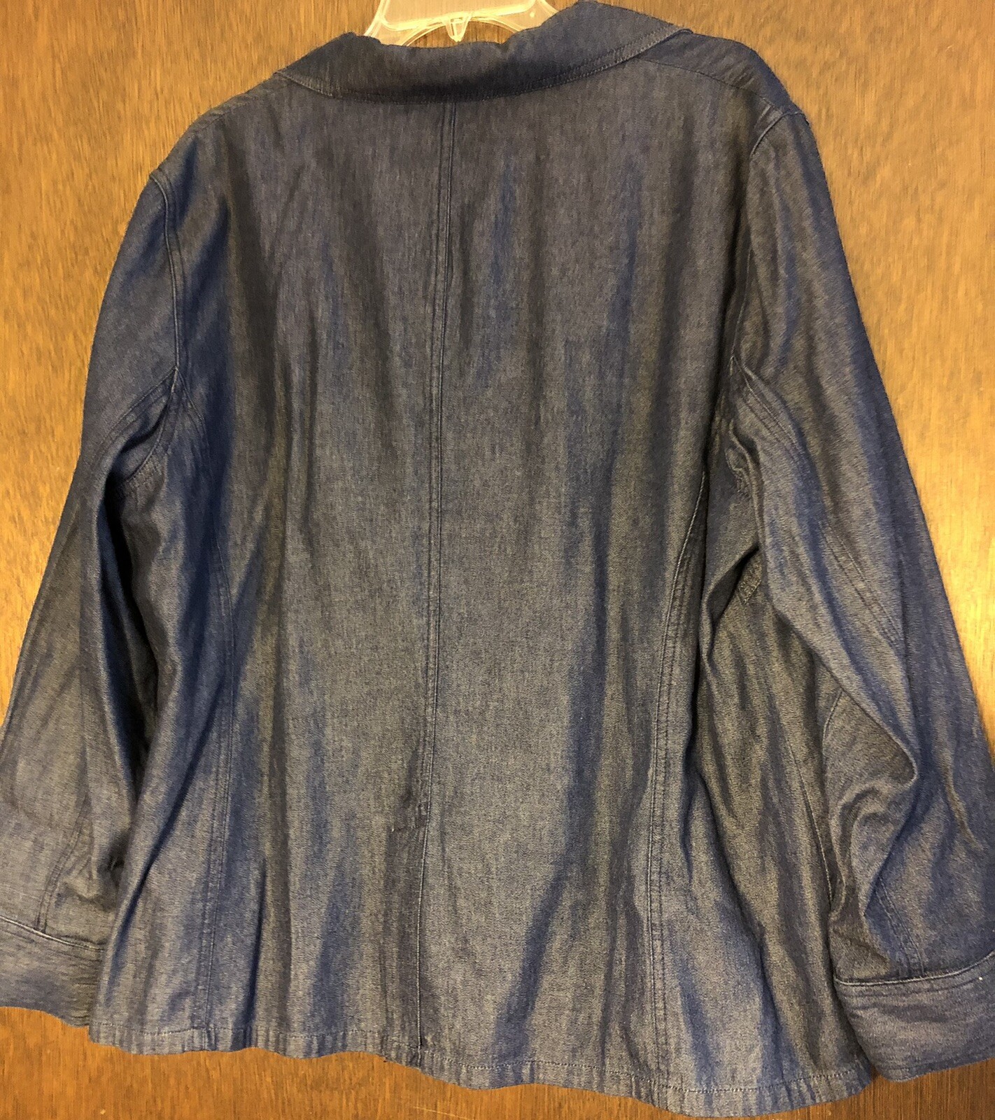 Women’s Plus Size 16W denim blue Norton Woman 25″ chest pockets 28” Long Blazer
