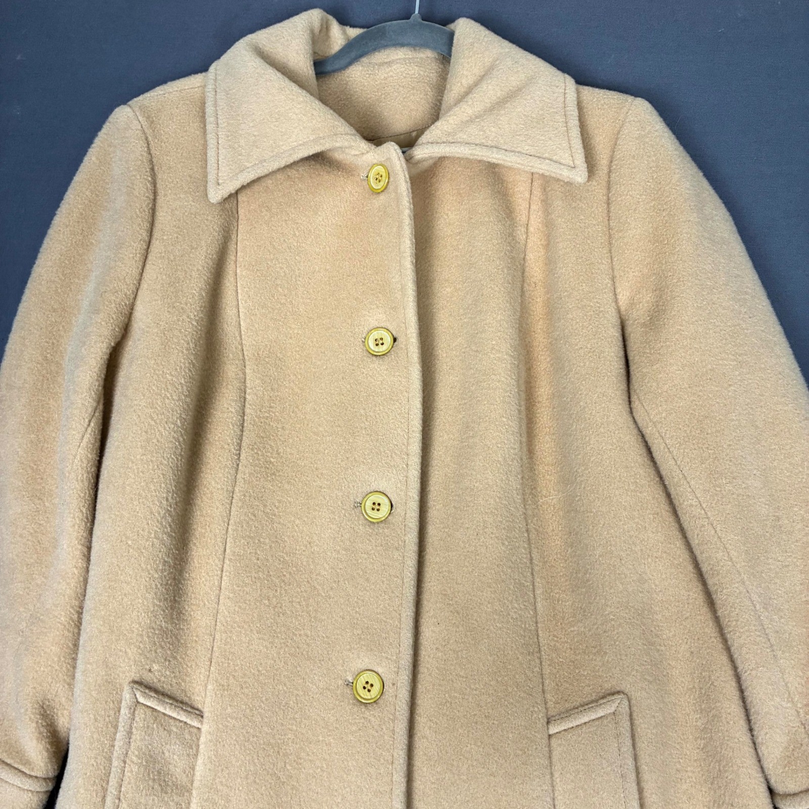 Vintage 70s Pendleton 100% Pure Wool Tan Car Coat Belted Waist Size Medium