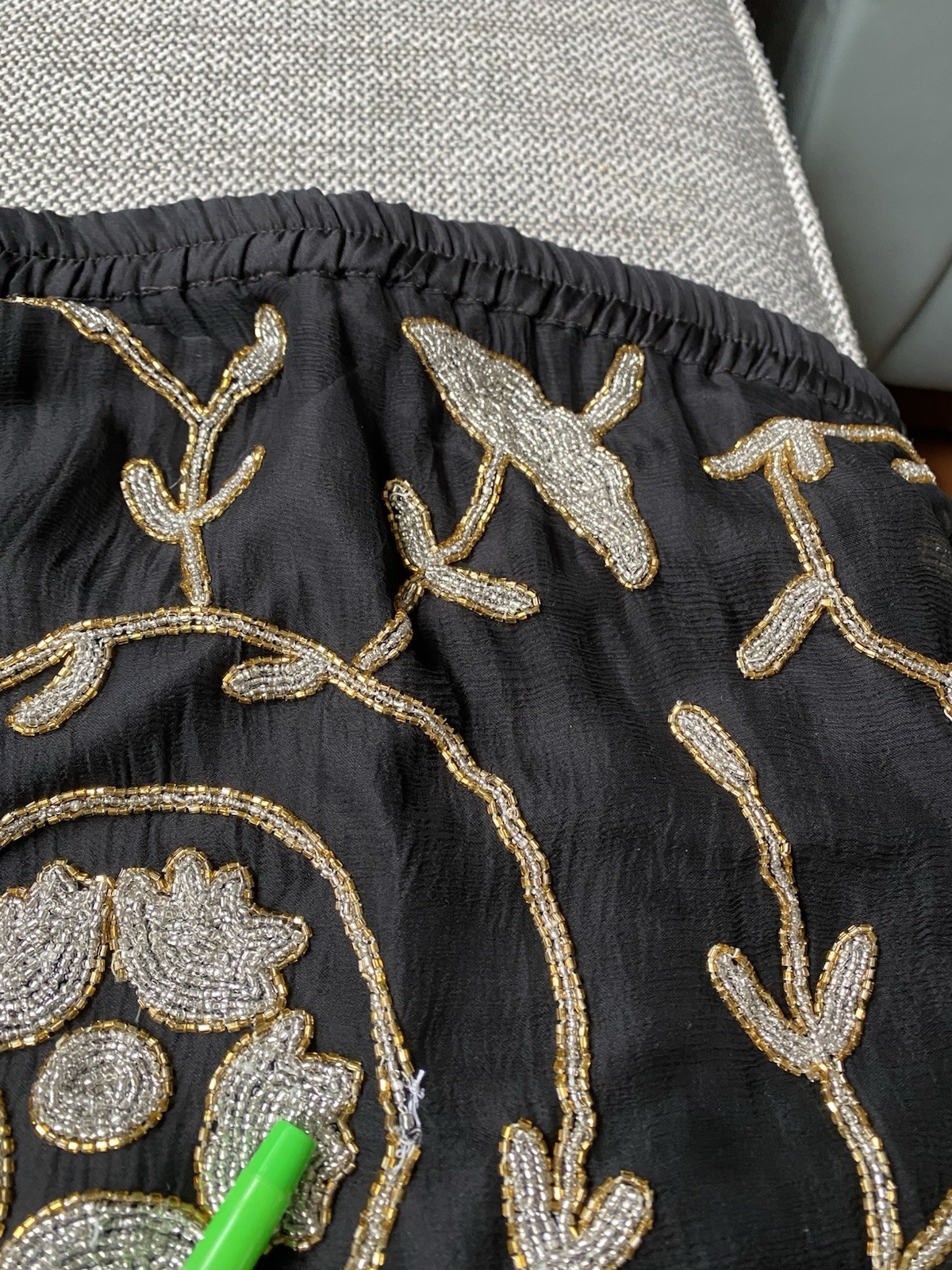 Vtg Carina Women’s Lot Of 2 Silk Beaded Two Piece Outfit Top Skirt Black Sz 3XL