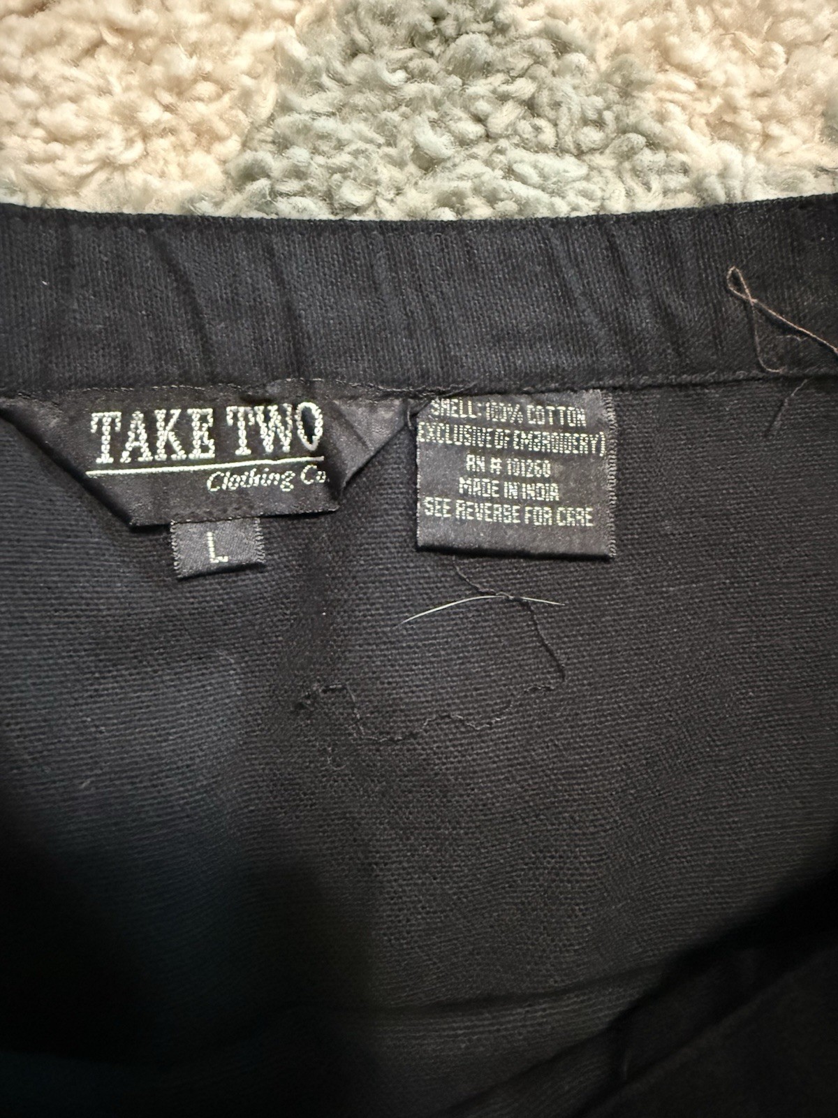 TAKE TWO 100% Cotton Vintage Floral Embroidered Black Jacket and Skirt Set Large