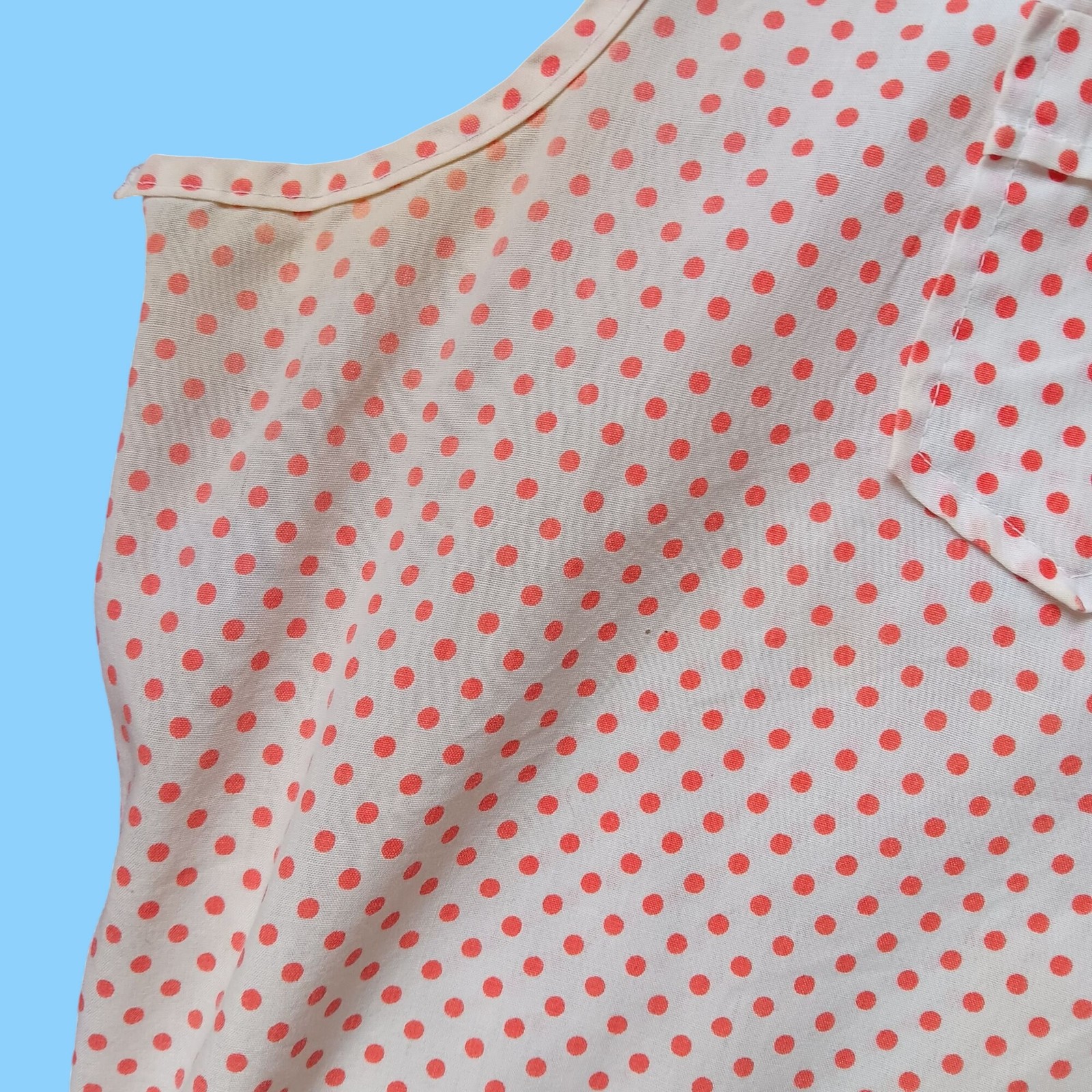 True Vintage Women’s Top Small 1960’s Mod Granny sz 34 White/Pink Polka Dot