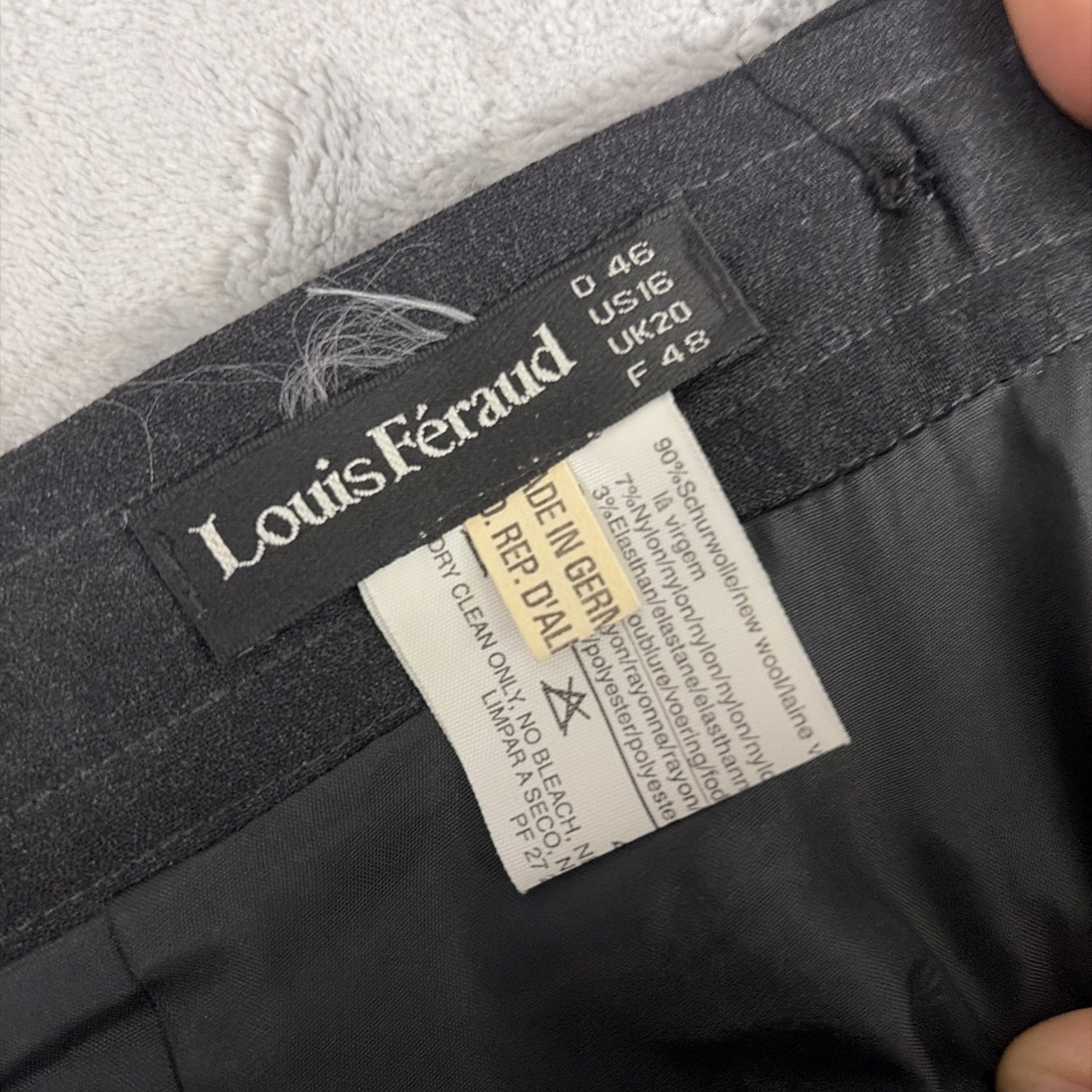 VTG Louis Feraud Pencil Skirt Size 16 Wool High Waist Academia Black Heather