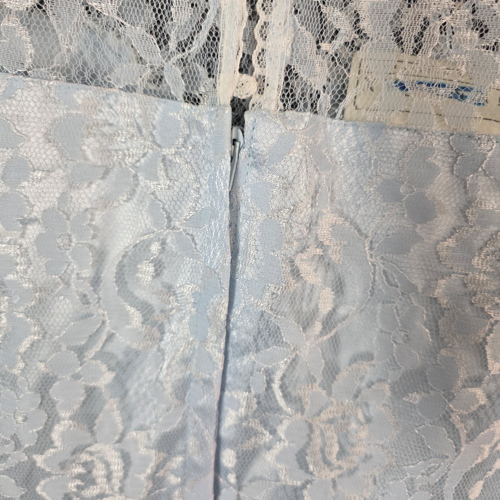 Vintage 80s Gunne Sax Prom Dress SZ 7 Icy Blue Lace Satin Victorian Tulle Skirt