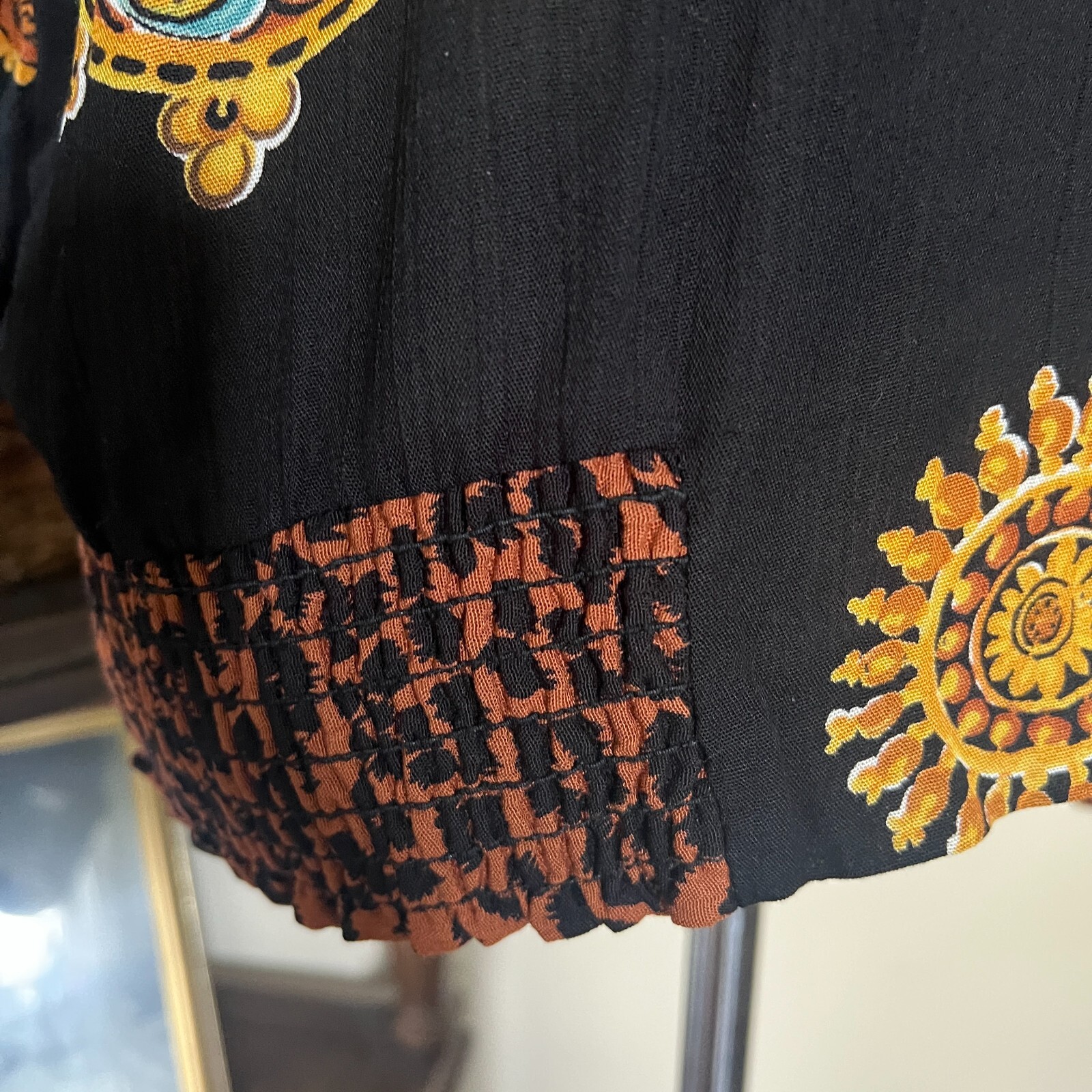 Vintage Ms Interpret New York Top and Skirt Set sz L Black Animal Print