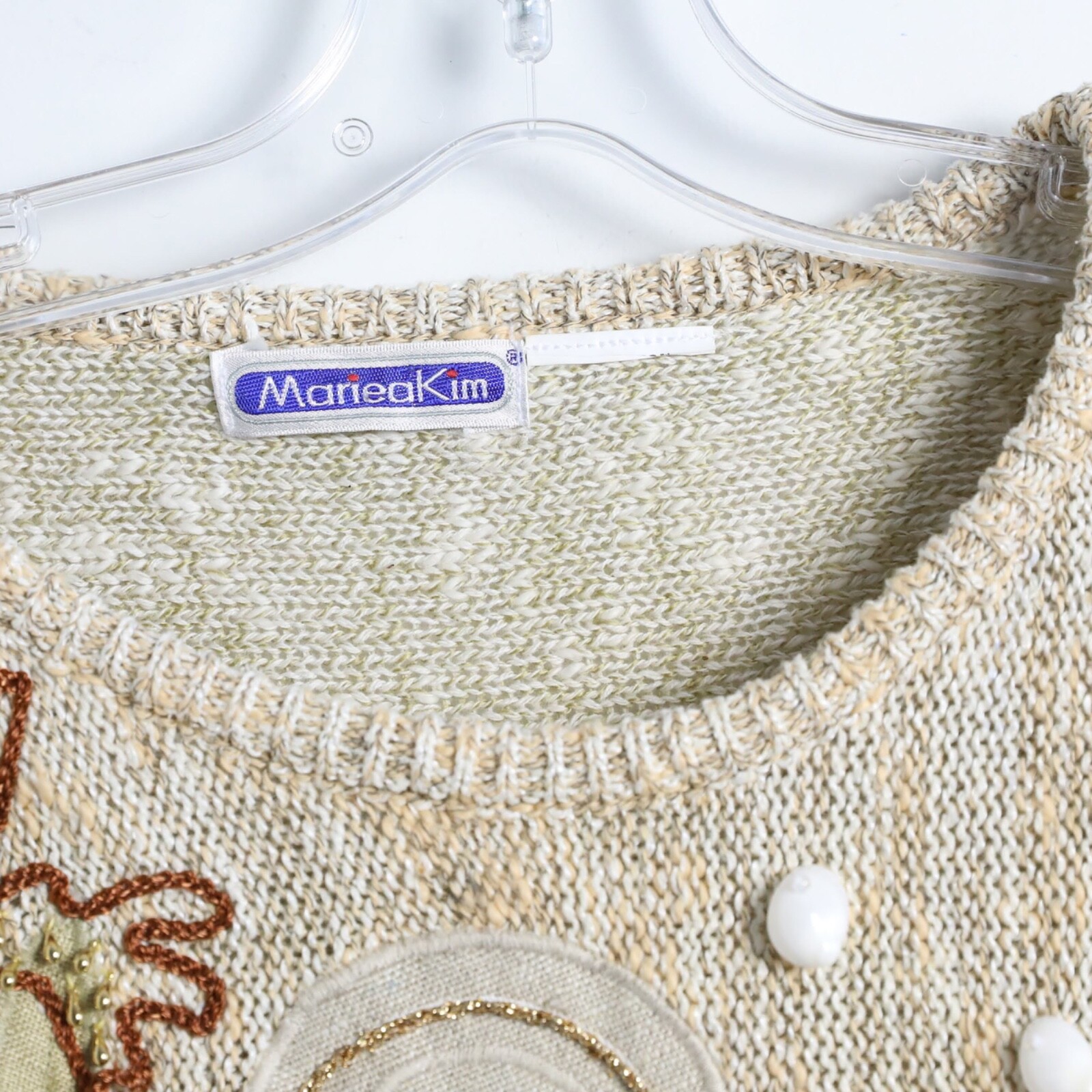 Mariea Kim 80s oversized sweater nautical beach embellished sea shells cotton M
