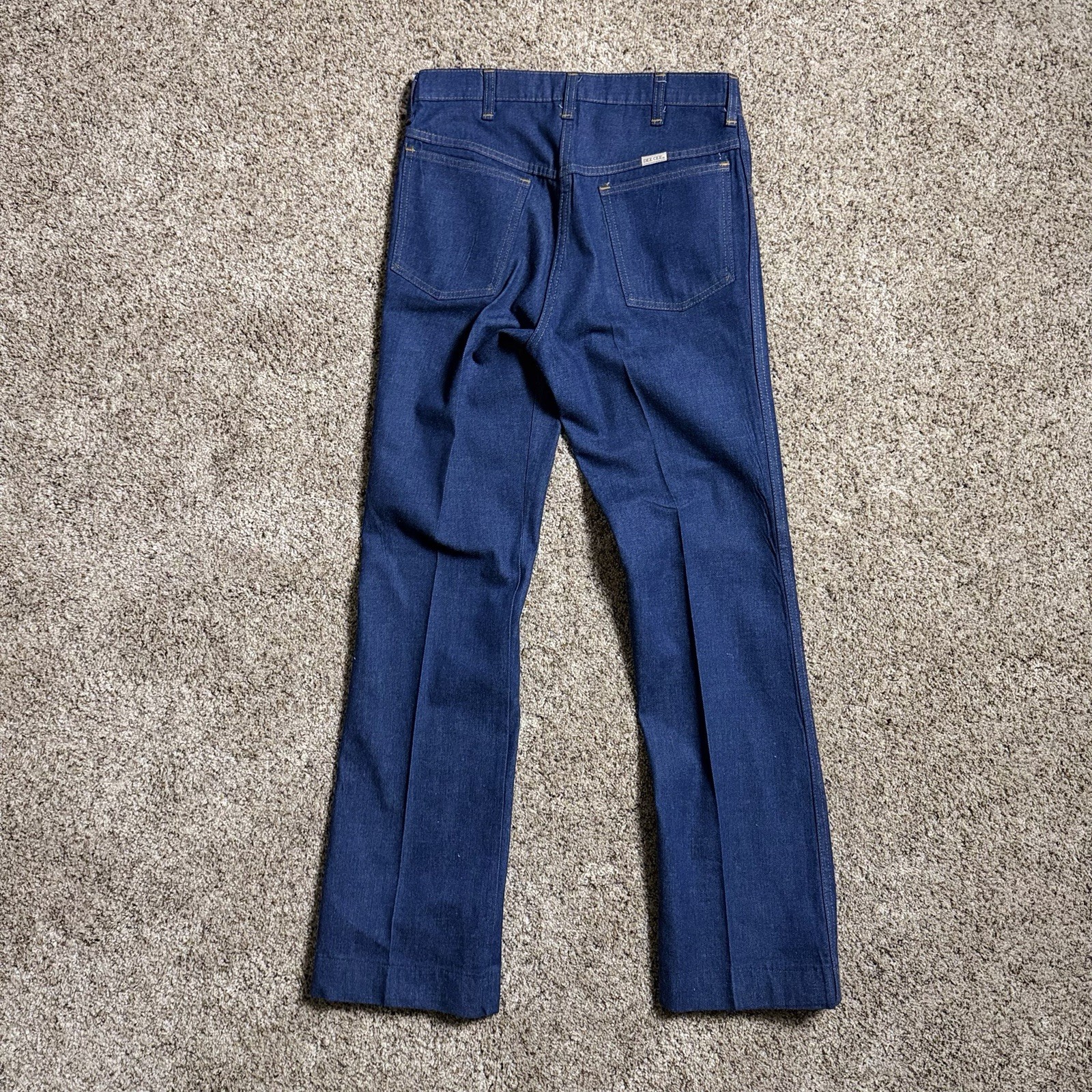 Vintage 70s DeeCee Raw Denim 32×33 Bootcut Pressed Pleated USA Western Work Wear