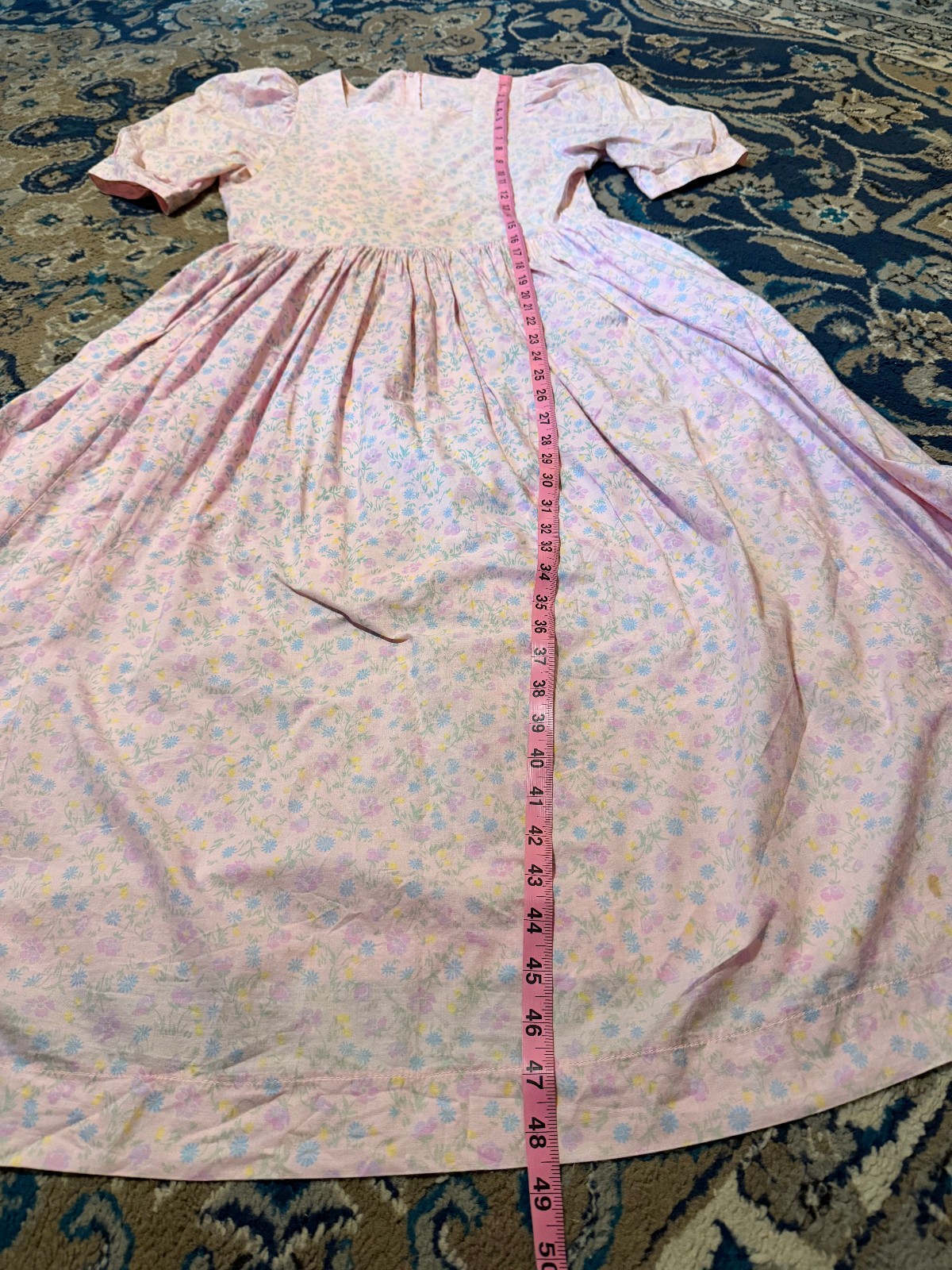 Vintage 80s Laura Ashley light pink floral dress US12