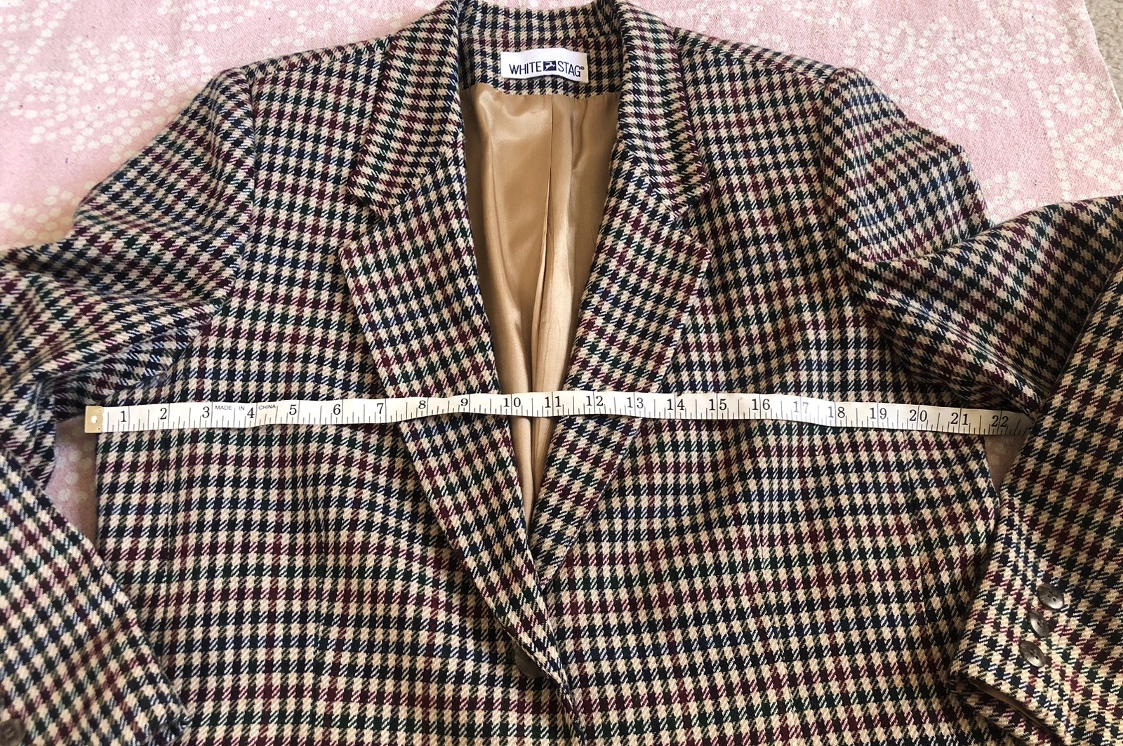 Vtg White Stag Womens 10 Multi Checked Blazer Pockets Lined Classic Preppy 90s