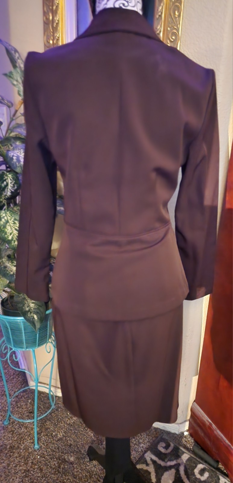 Alyn Paige Juniors Size 5/6 Dark Brown 2 Piece Skirt Jacket Suit Un Lined