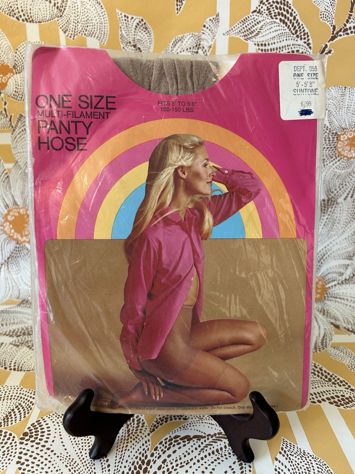 Vintage “One Size Multi-Filament Panty Hose”. Color Suntone. Fits 5’-5’8”.