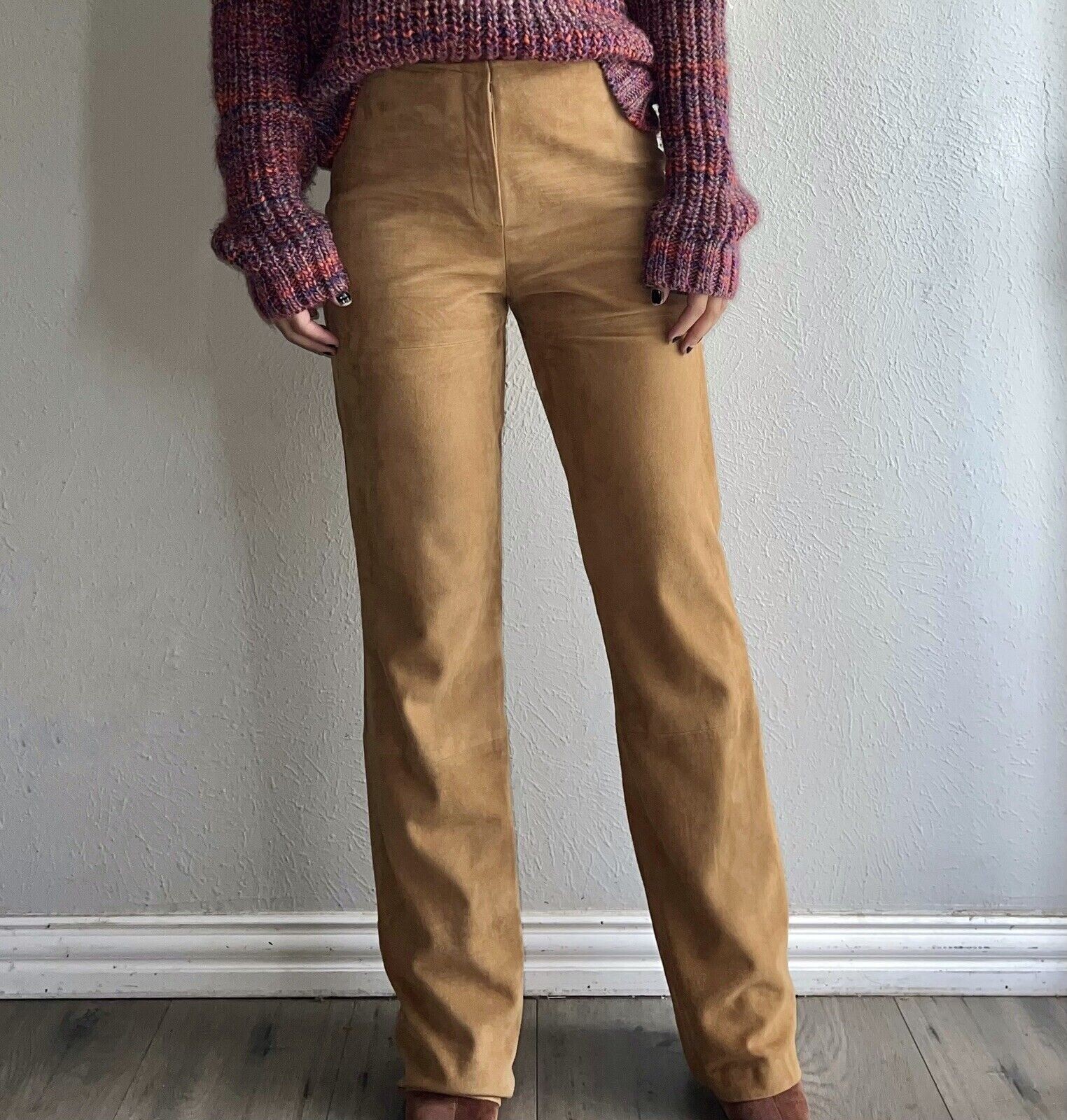 Vintage Vakko Suede Pants Size 6 Made In USA Light Taupe Excellent Condition