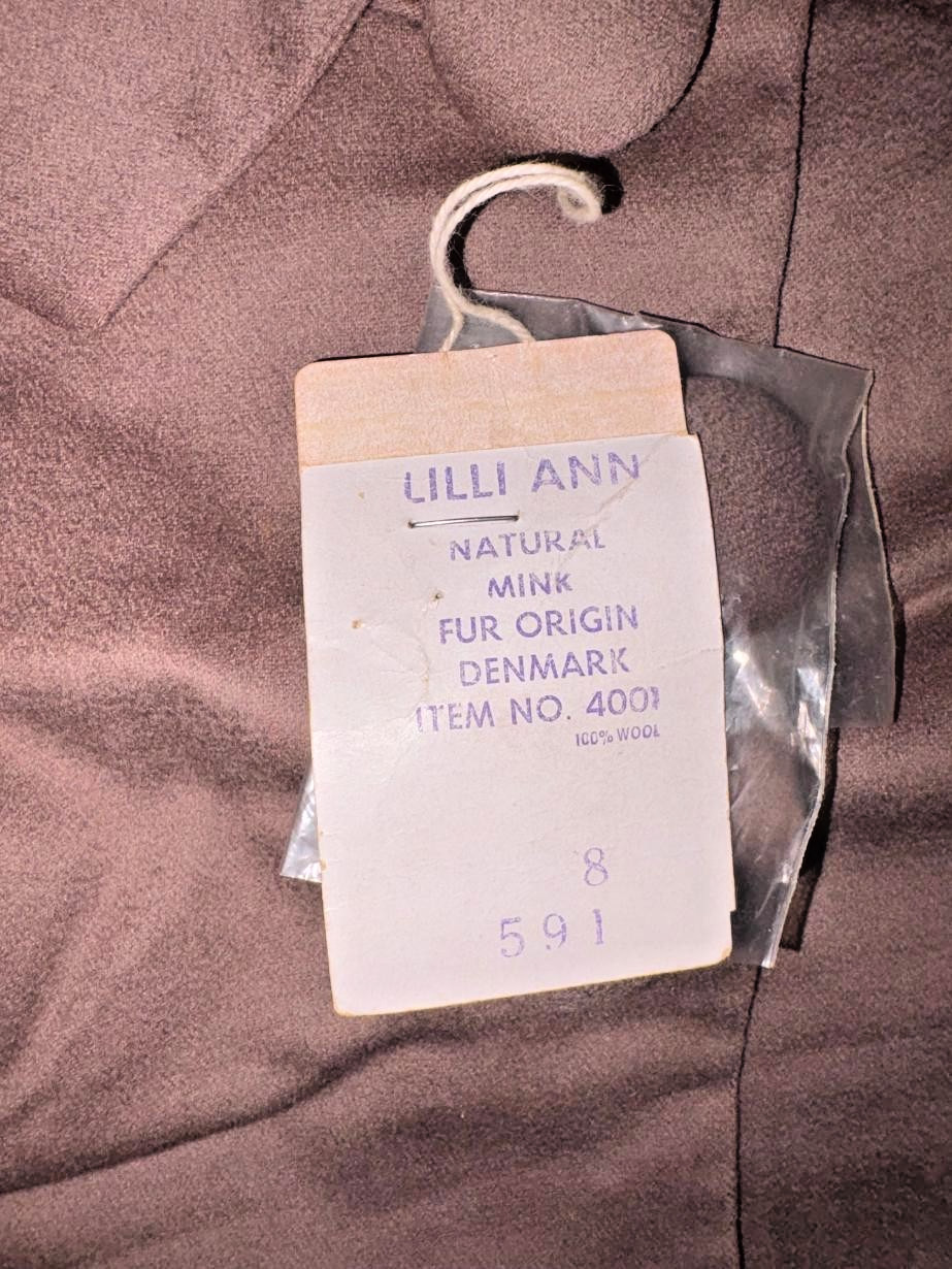 Vintage Lilli Ann Brown Wool Suit Set with Genuine Fur Collar 2 Pc XSmall