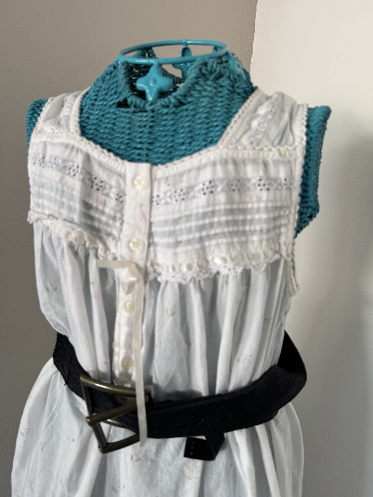 Vintage Cotton Blue Cascade Prairie Gown Indian