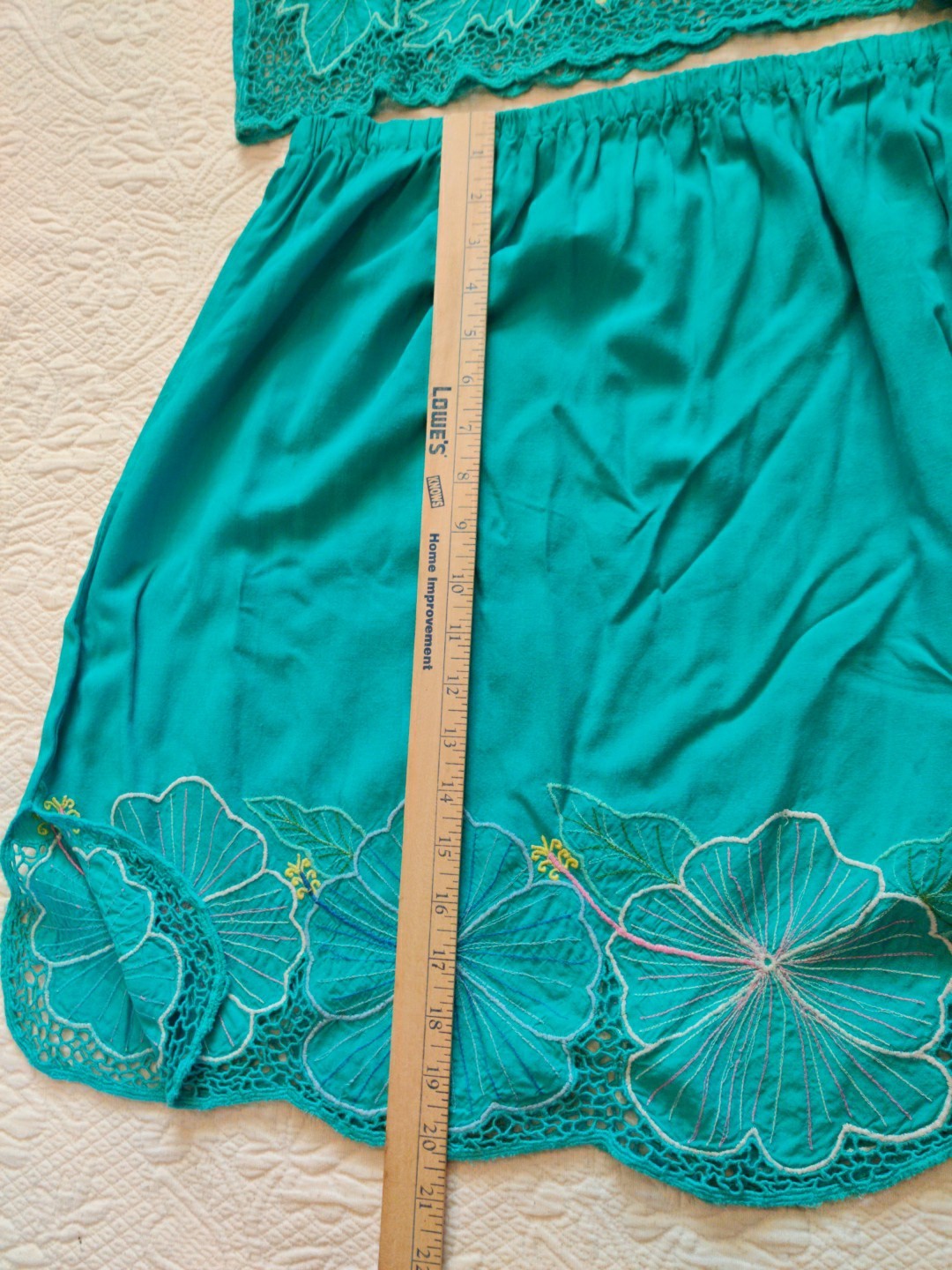 Vintage 90s Floral Cut Lace Top & Skirt Tropical Hawaiian Beach Set
