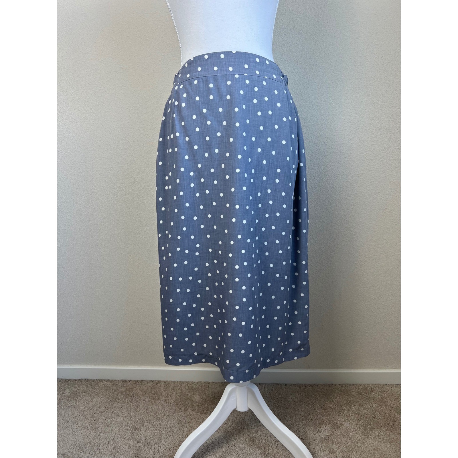 VTG 80s Retro Modest Polka Dot Skirt Suit EU40 US 8/10 Button Front 2 Piece Set