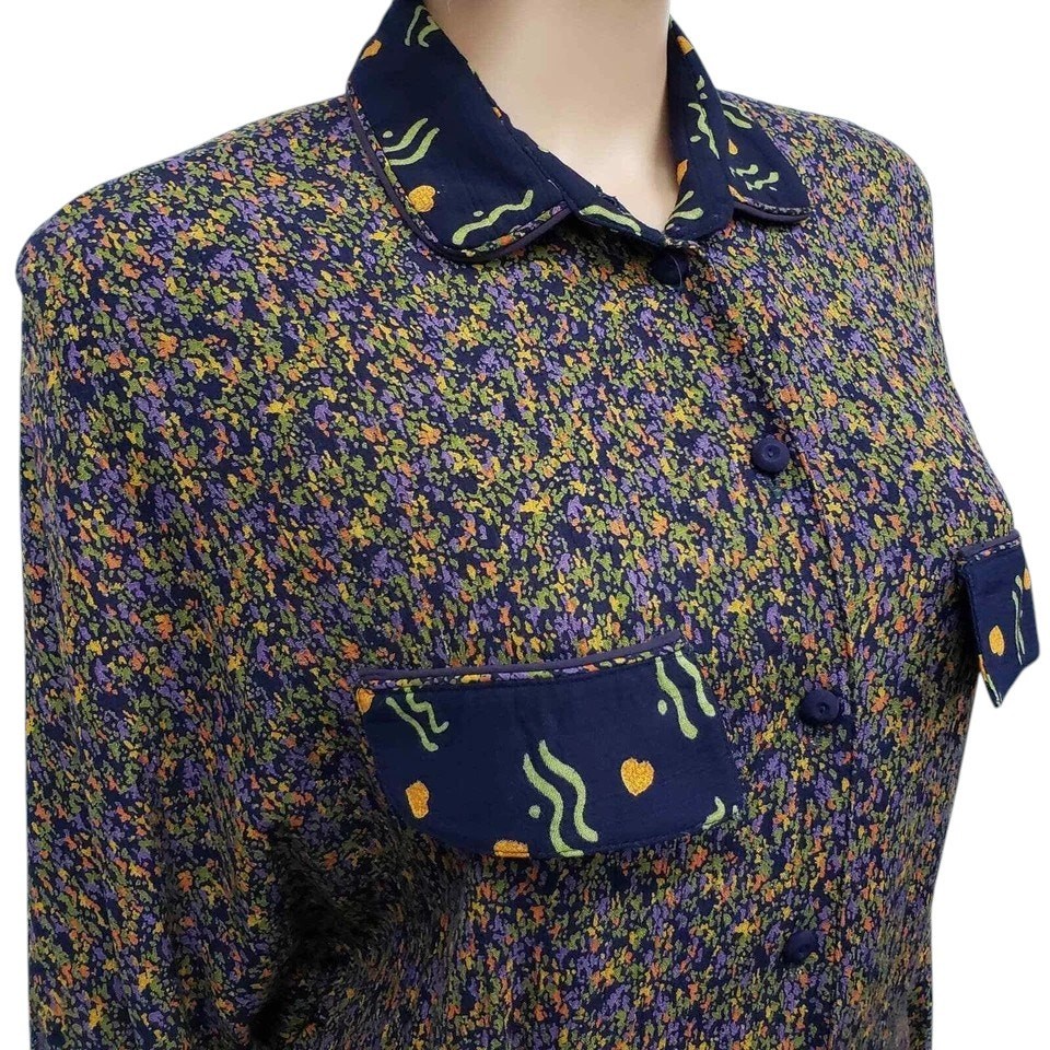 Vintage 90’s Marsha Brander for COMPONIX Abstract Floral Top Made in USA 10