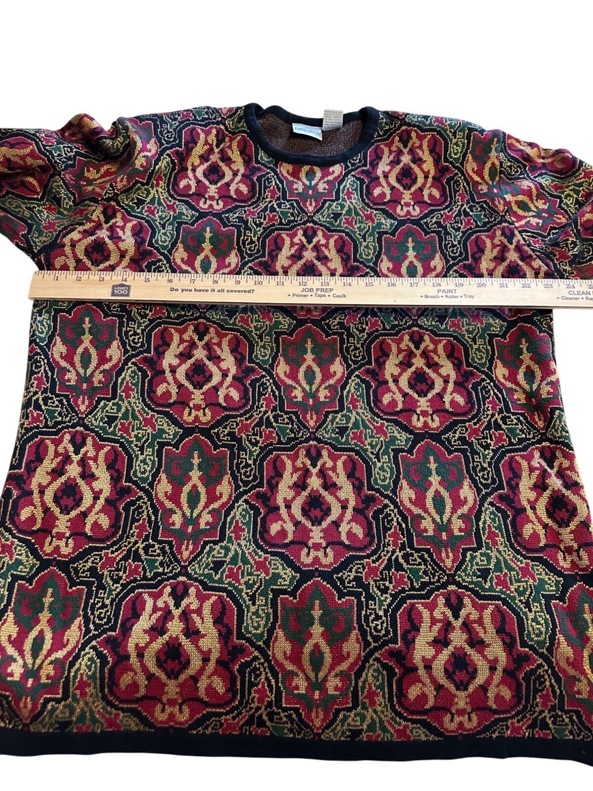 VTG 80s 90s Tapestry-Jumper Sweater Shoulder pads Retro cotton blend Grannycore