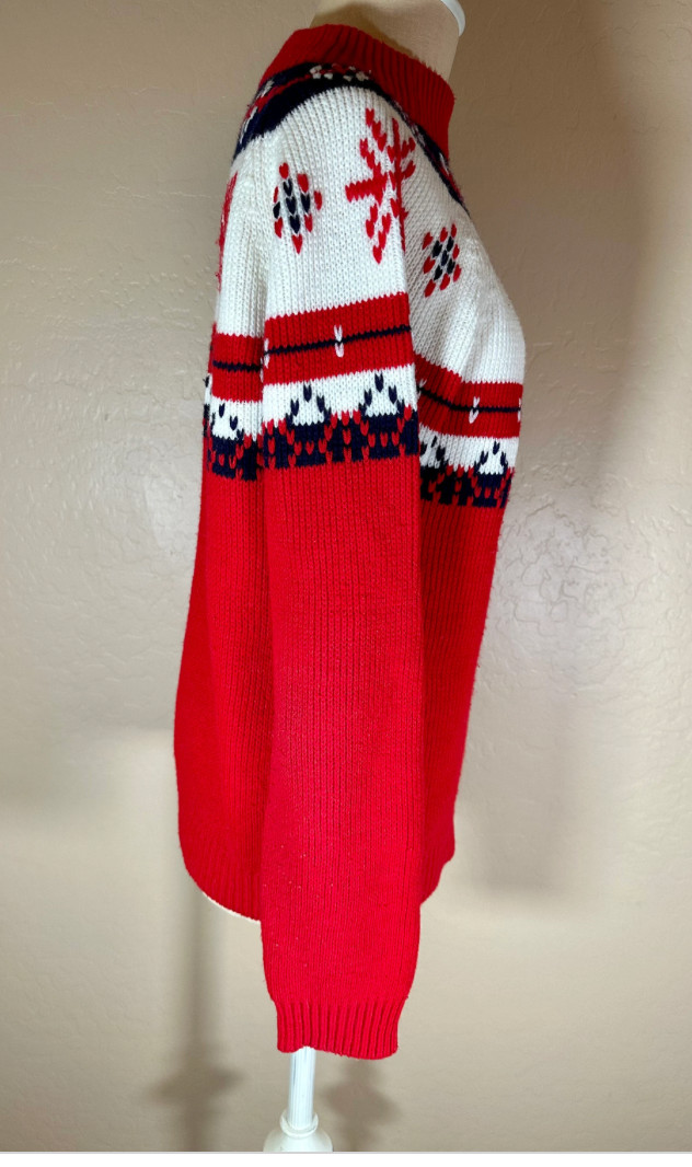 Vintage 90s Scandia Woods Cardigan Sweater Zip Front Deer Design Knit