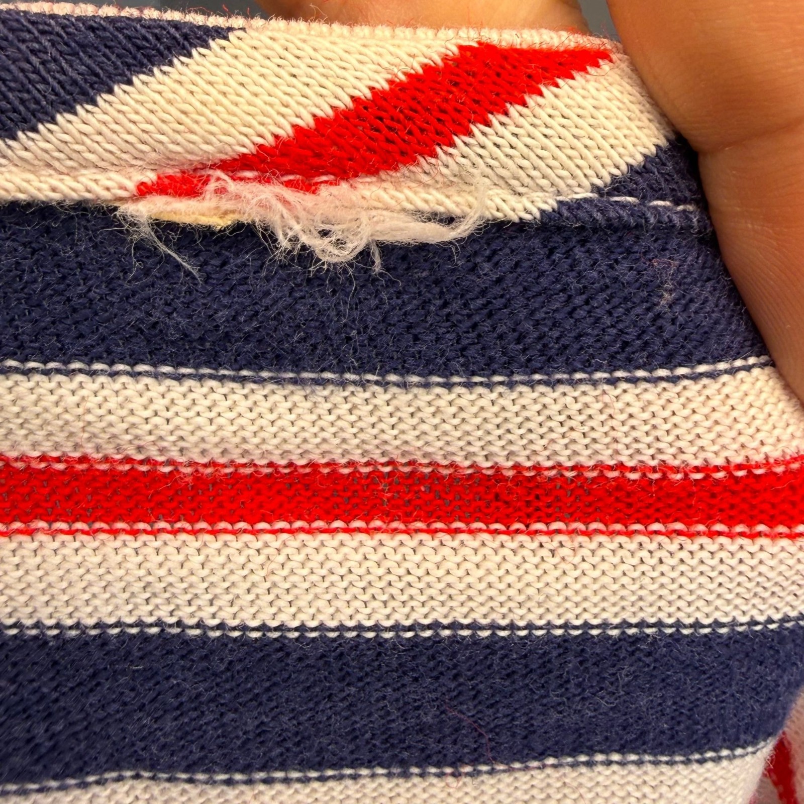 Vintage 1960s 70s Red White Blue Stripe Henley T-Shirt 60s 5 Button Short Sleeve