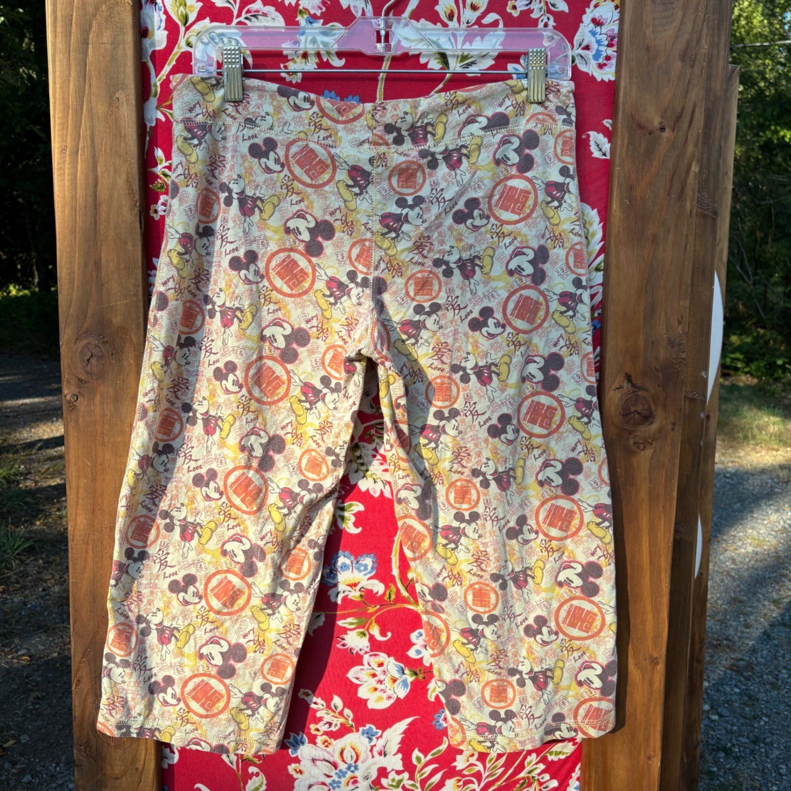 2000’s Low Rise Wide Leg Pull On Drawstring Mickey Mouse Capri Pants Size S