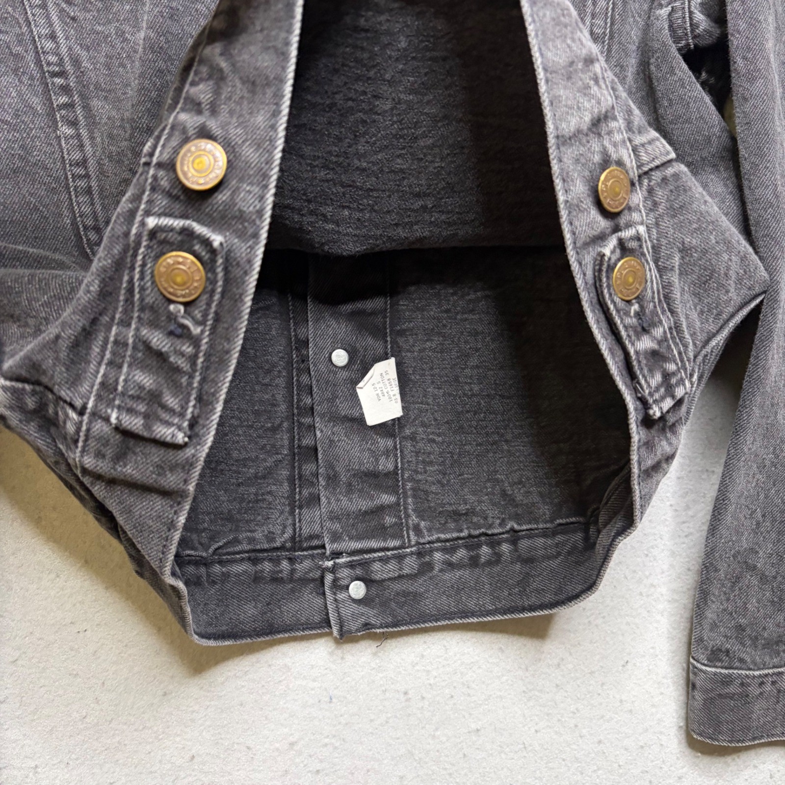 JCPenney Plain Pockets Denim Jacket Womens Small Black Vintage 80s Trucker USA