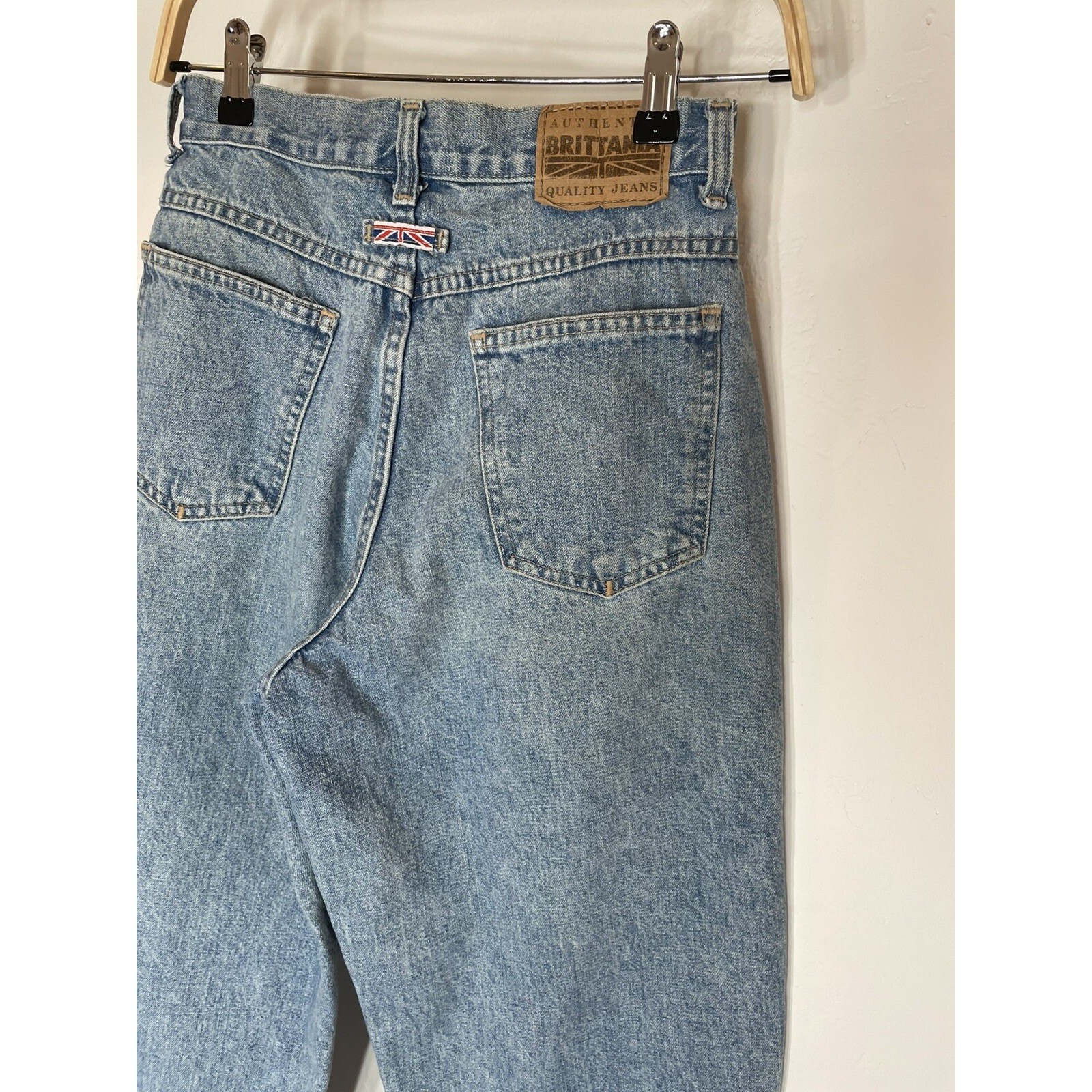 VTG 80s BRITTANIA Jeans Denim Petite SZ 5 High Waist Baggy Tapered ( See Flaws