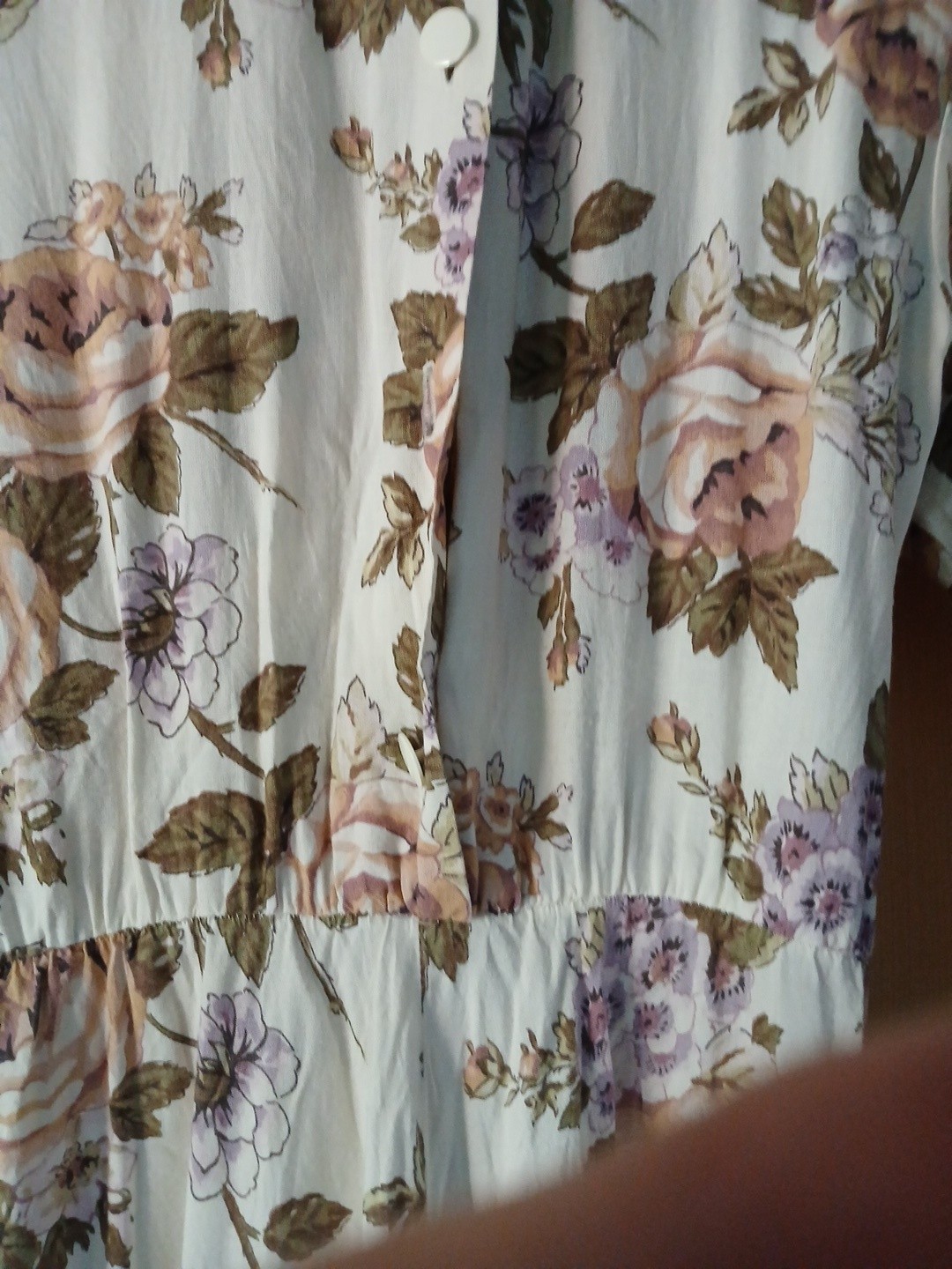 Vtg ED Michaels Long Sleeve Midi Floral Summer Rayon Button Back S/M 5/6 36″