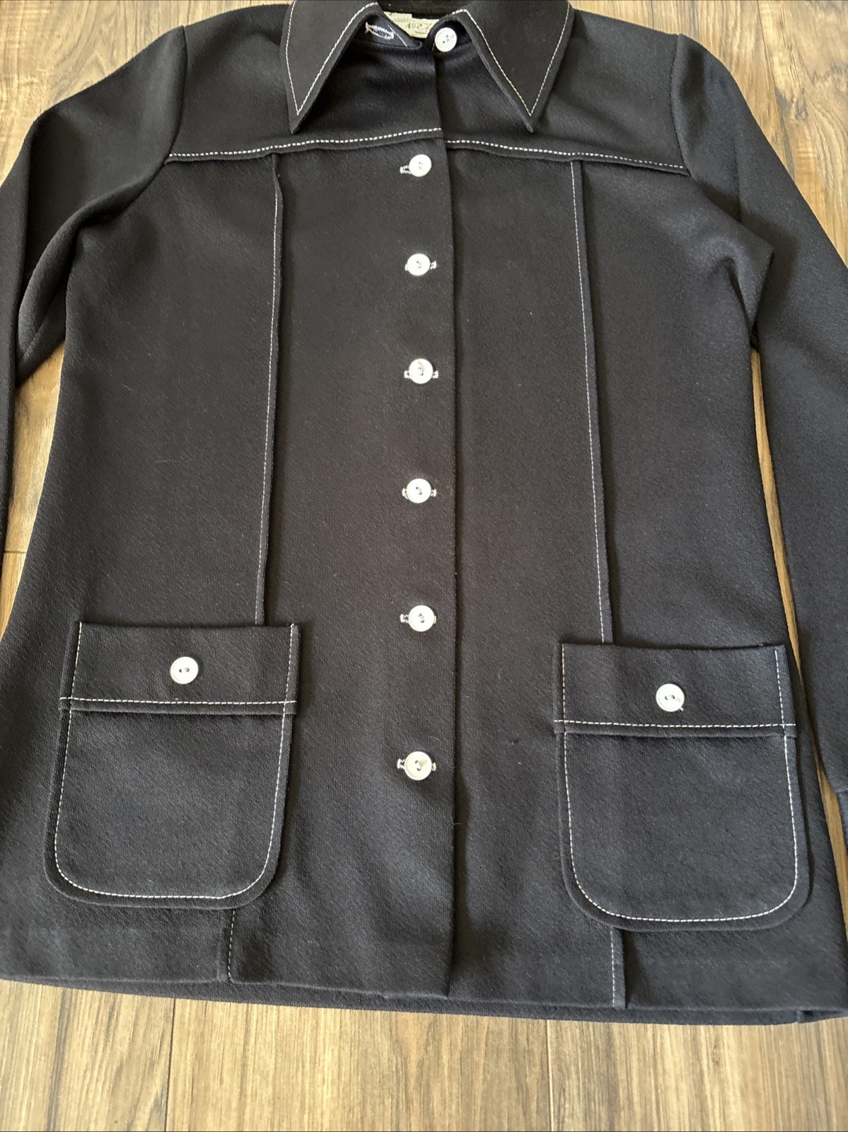 Vintage NPC Fashion Womens M Black Blouse Classic Retro Western Rockabilly