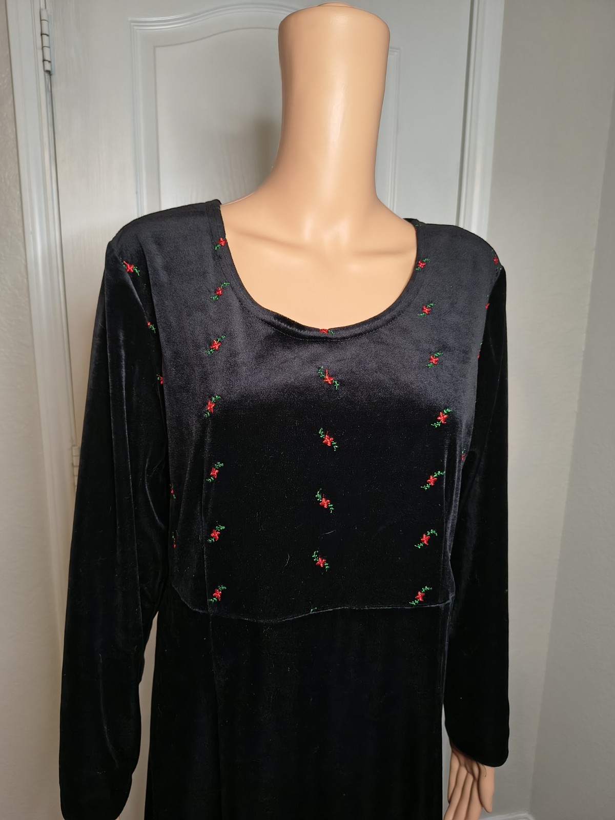 Vintage Cottagecore Farmhouse Cabincore Holiday Velvet Dress Size Approx L -D29