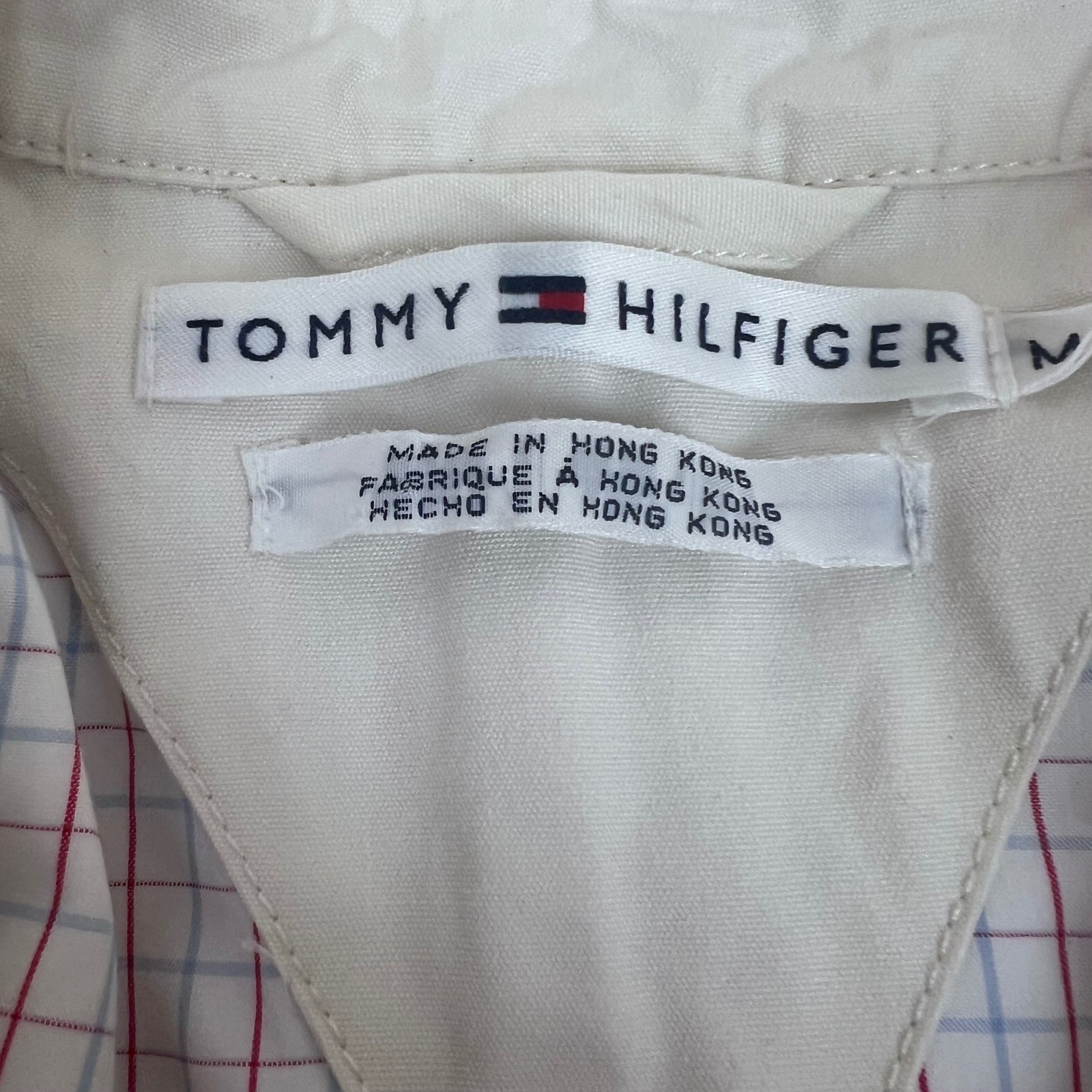 Vtg Tommy Hilfiger White Cotton Button Up Jacket Womens Medium Casual Mod Disco