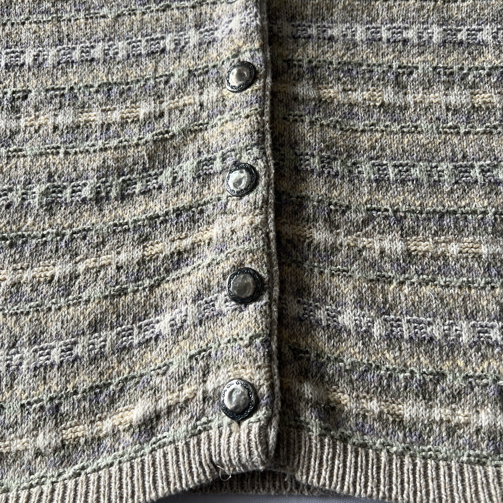 Vintage 90s Alps Vermont Cardigan Womens L Gray Marled Knit Grandpa Cozy