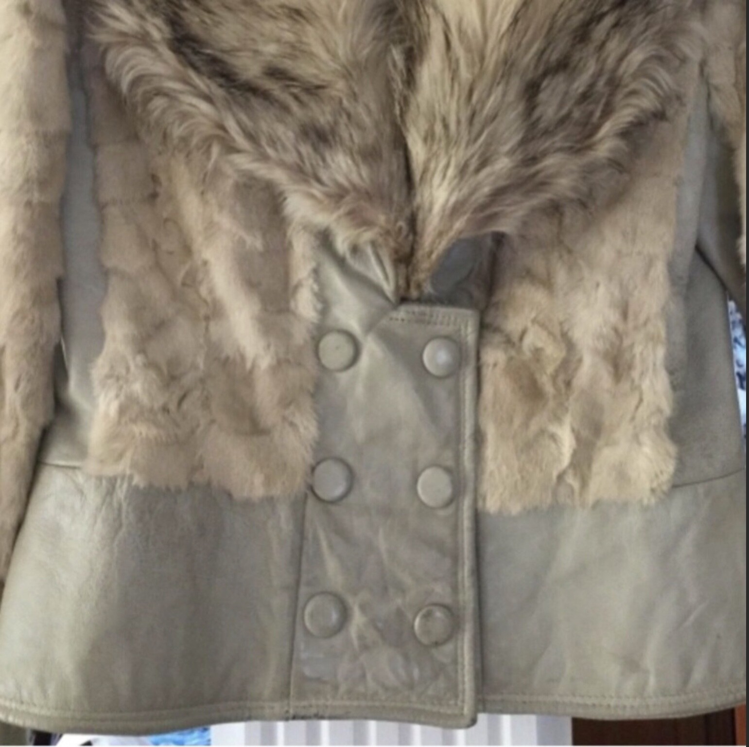Vintage Mink Fur Leather Biker Jacket S/M