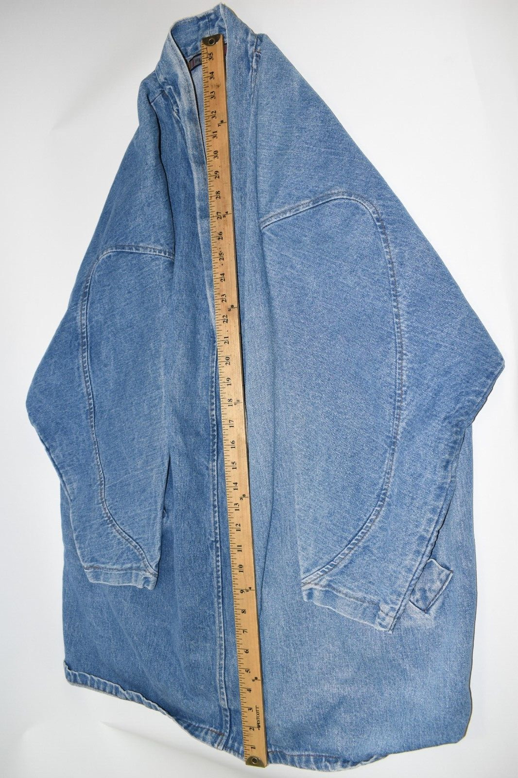 BEBE FURRRINA Large Women’s Vintage Denim Jacket 1 Snap Dolman Sleeve