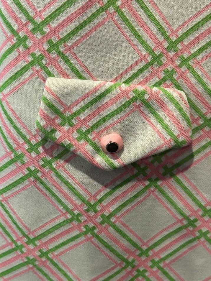 VTG Academia Funky GO GO Dress 70s Pink Green Plaid Pockets Sz Small