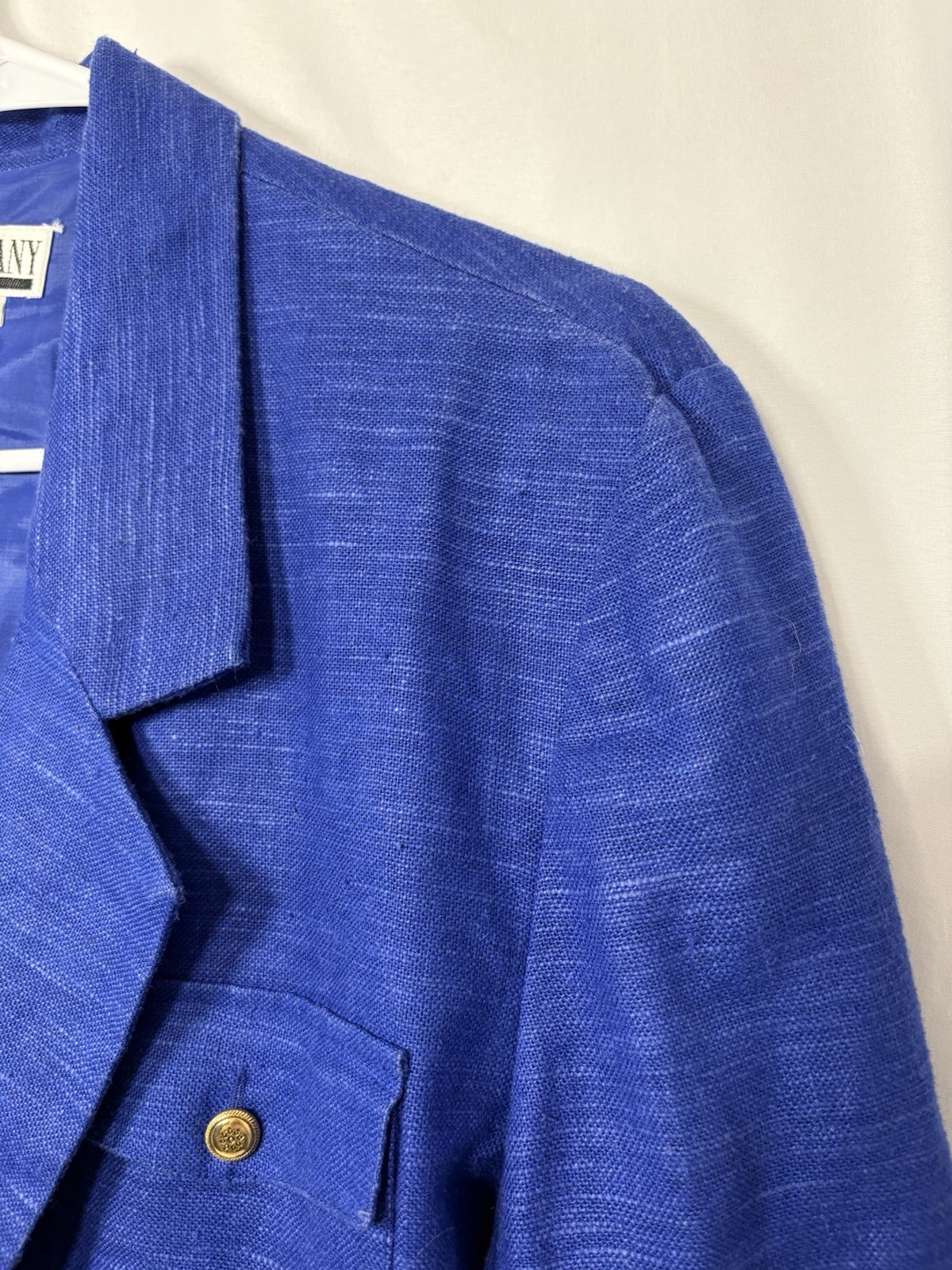Vintage SK & Co. Royal Blue Women’s Blazer Gold Buttons Pockets Shoulder Pads