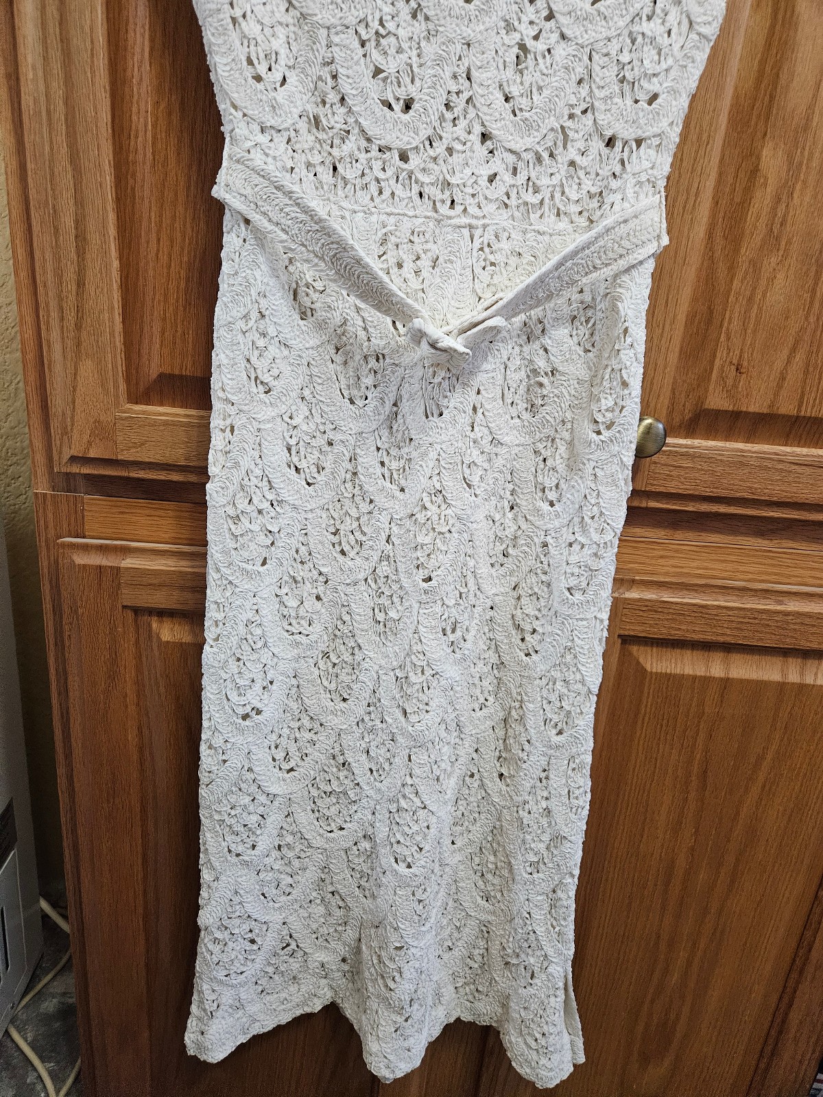 Vtg Glengyle Cream Sheath Crochet Lace Dress Scallop Pattern Small Petite?