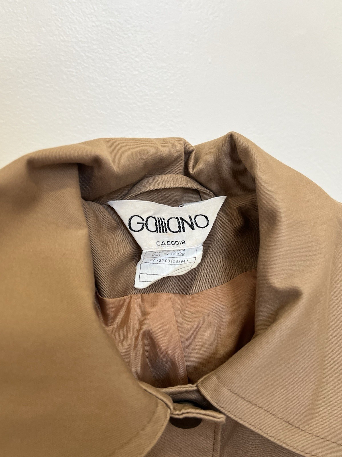 Vintage Trench coat Brand John Galliano 1970s 1980s.