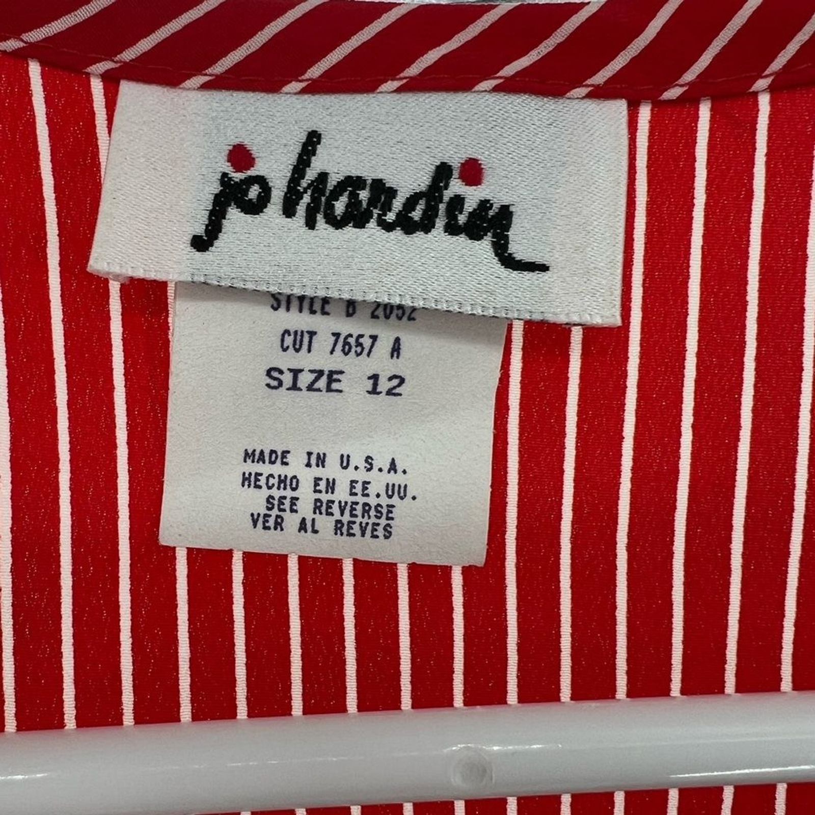 Jo Hardin vintage vest polka dot stripes red white blue color block patriotic 12
