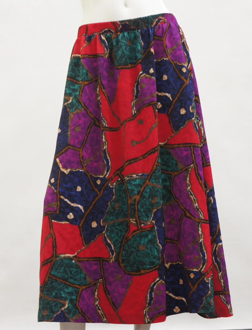 Vintage 80s Colorful Abstract Print Midi Skirt By Joyce Retro Boho