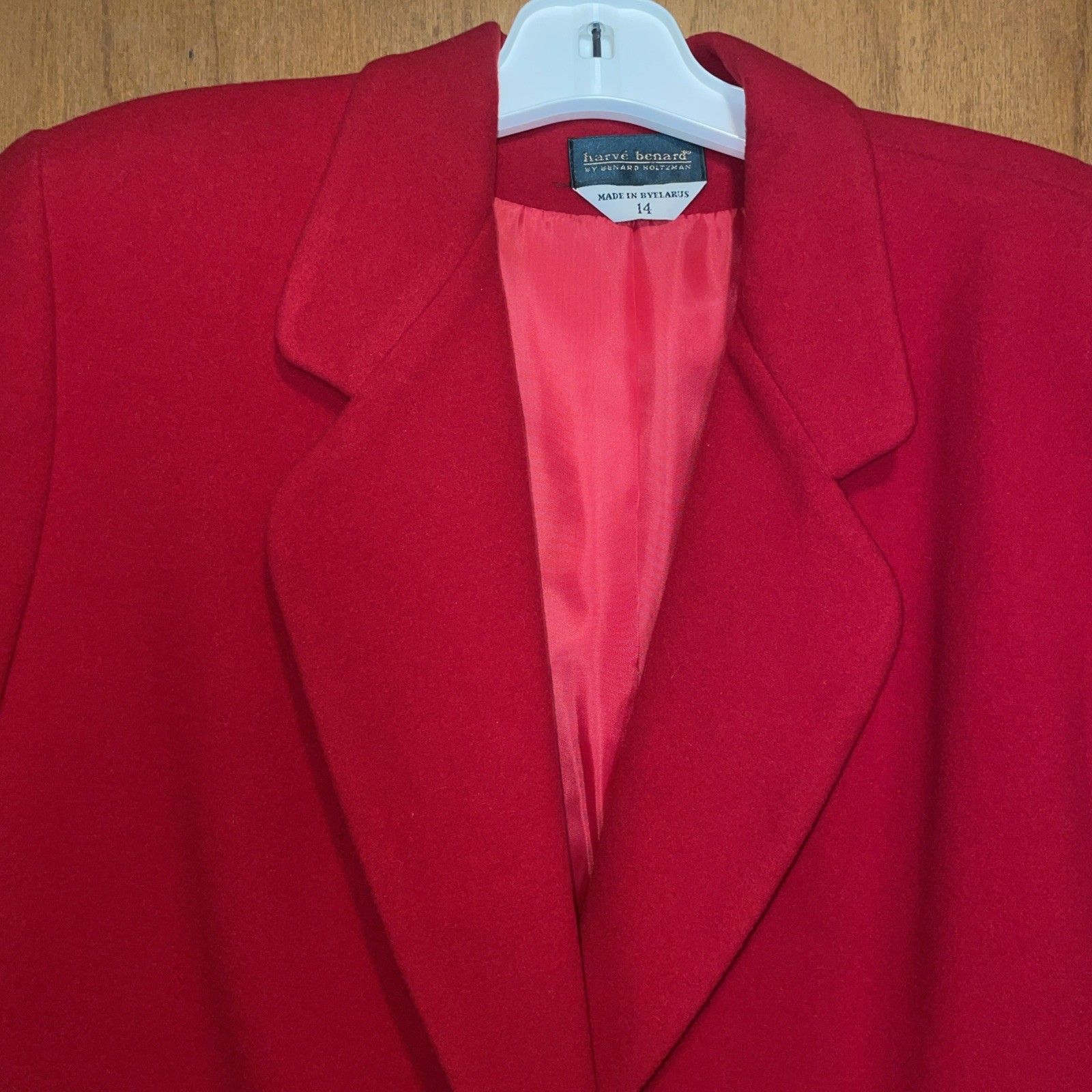 Harve Bernard By Bernard Holtzman Ladies 14 Wool Nylon Cashmere Blazer Red