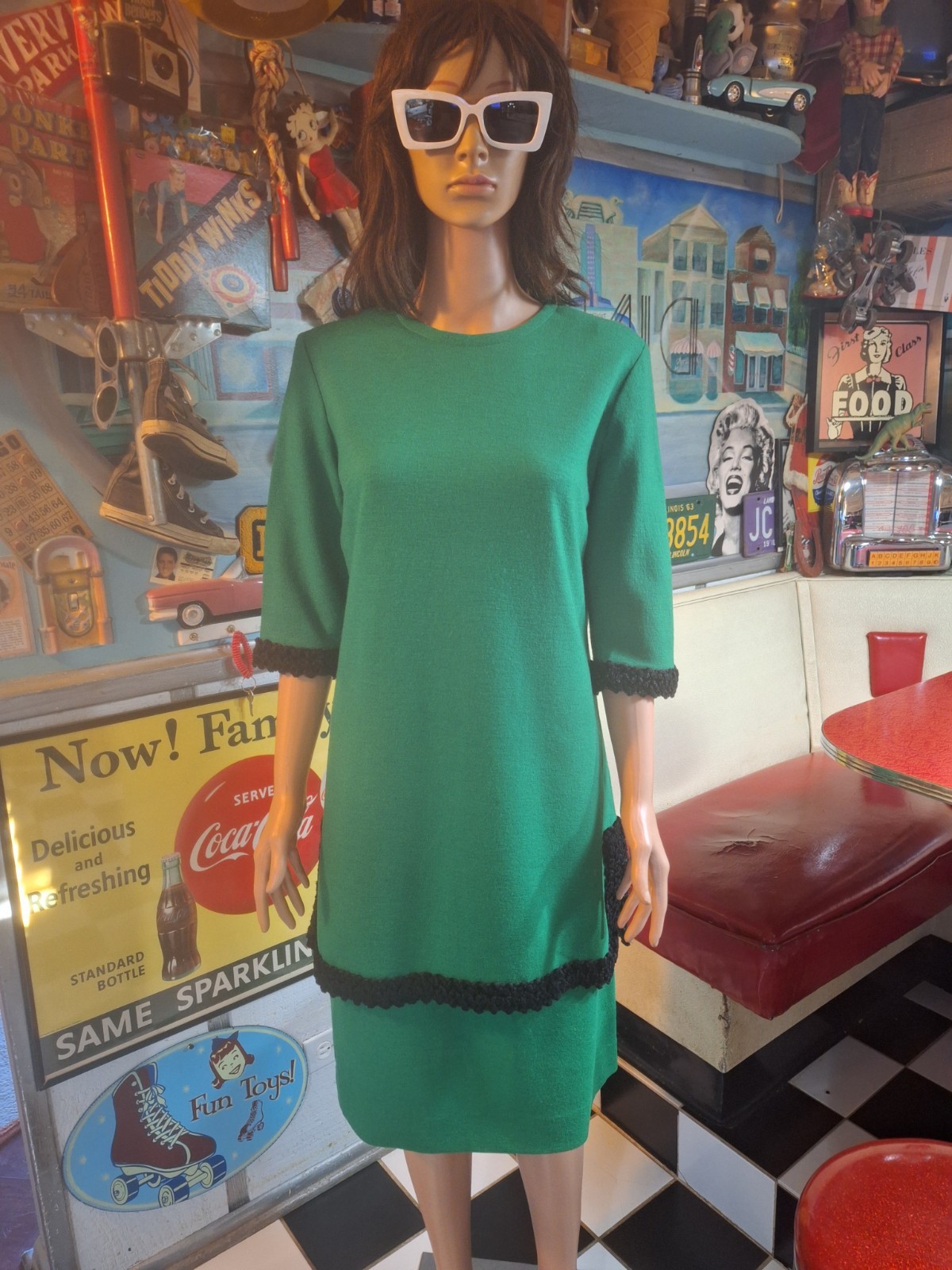 True VTG Mid-century Mod 1960s 1970s 2-Way Mini Dress / Skirt Set M/L Suit MCM