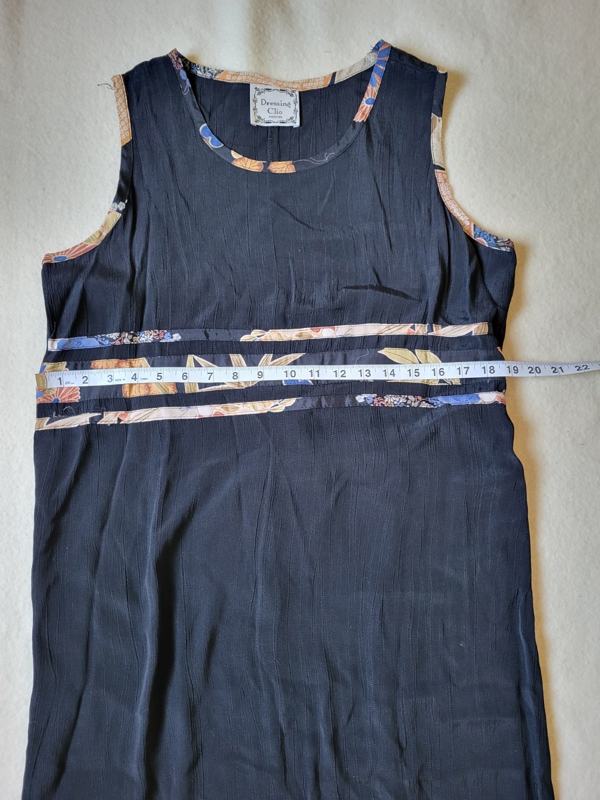 Vintage 90’s Tank Dress & Blouse Size PL Black Asian Print USA By Dressing Clio