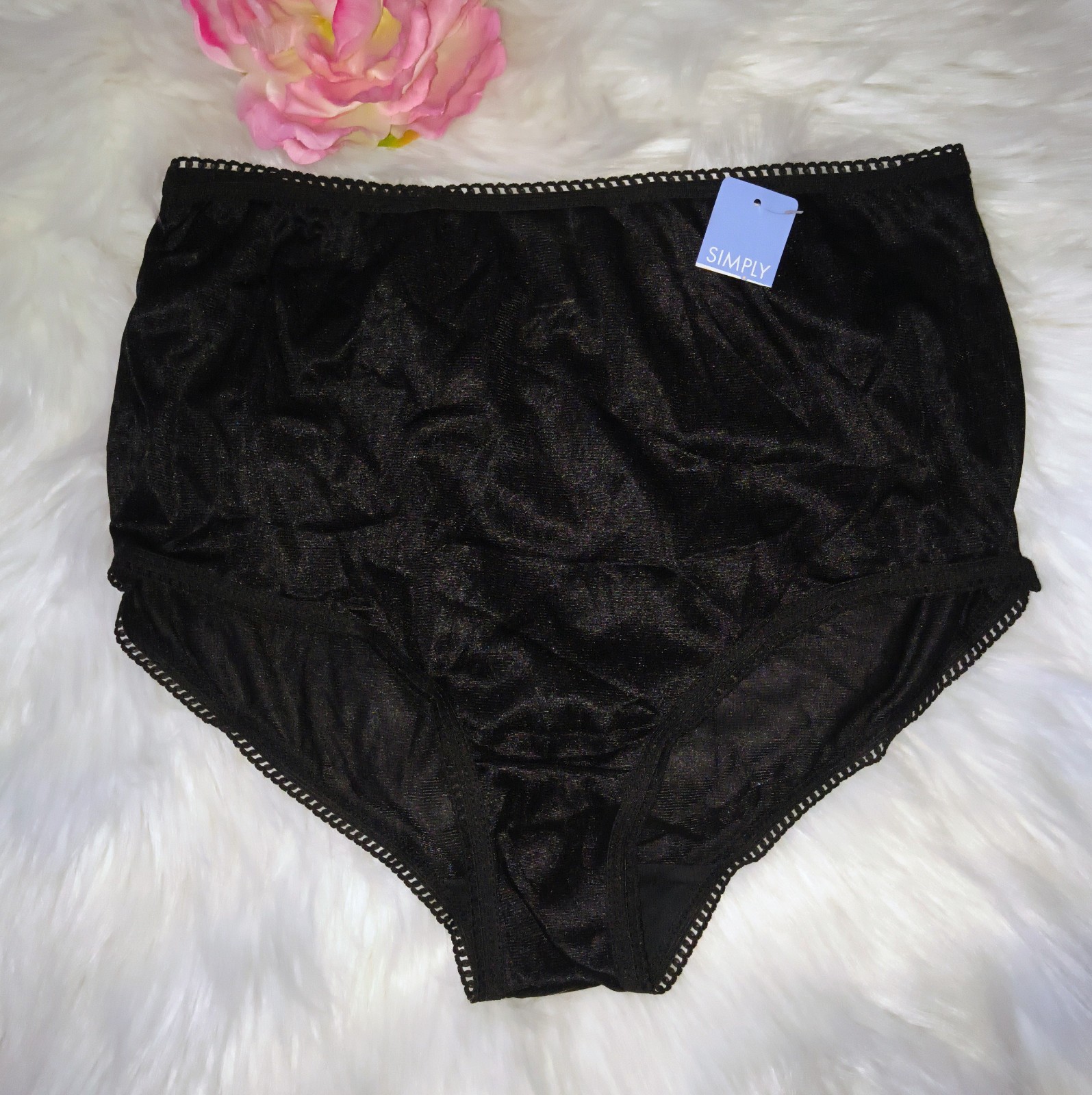 Vintage SIMPLY Satiny Shine Silky Black Nylon Brief Panties SZ: 8/XL Sissy Panty