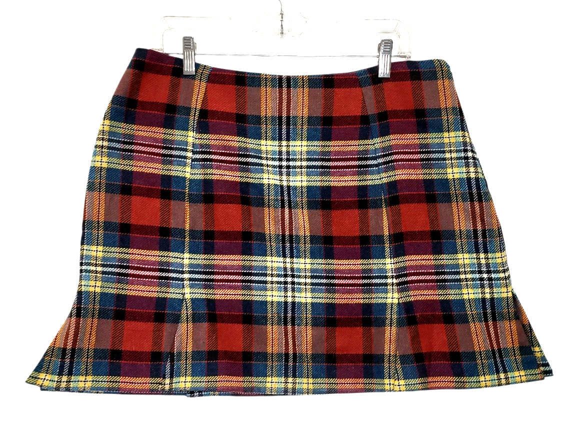 Vintage VIVIENNE WESTWOOD Red Yellow Blue Plaid Wool Blend Women Mini Shirt 50
