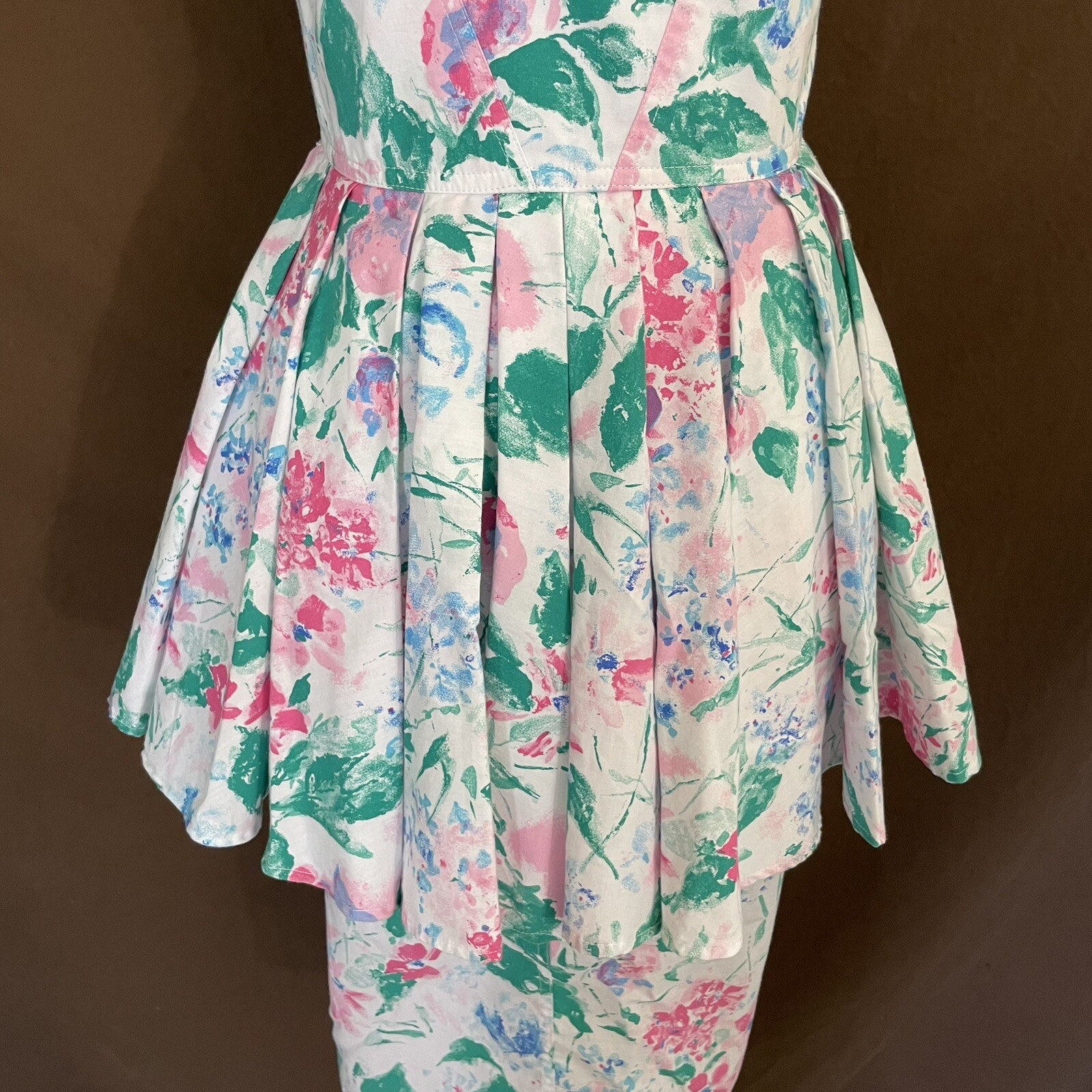 VTG 80’s Summer Peplum Dress 5/6 Floral Cottage Core Womens