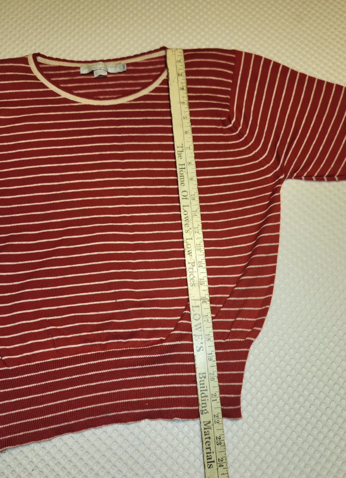 Vintage Geoffrey Beene Sportswear 100% Cotton M Knit Blouse Red White Stripe…
