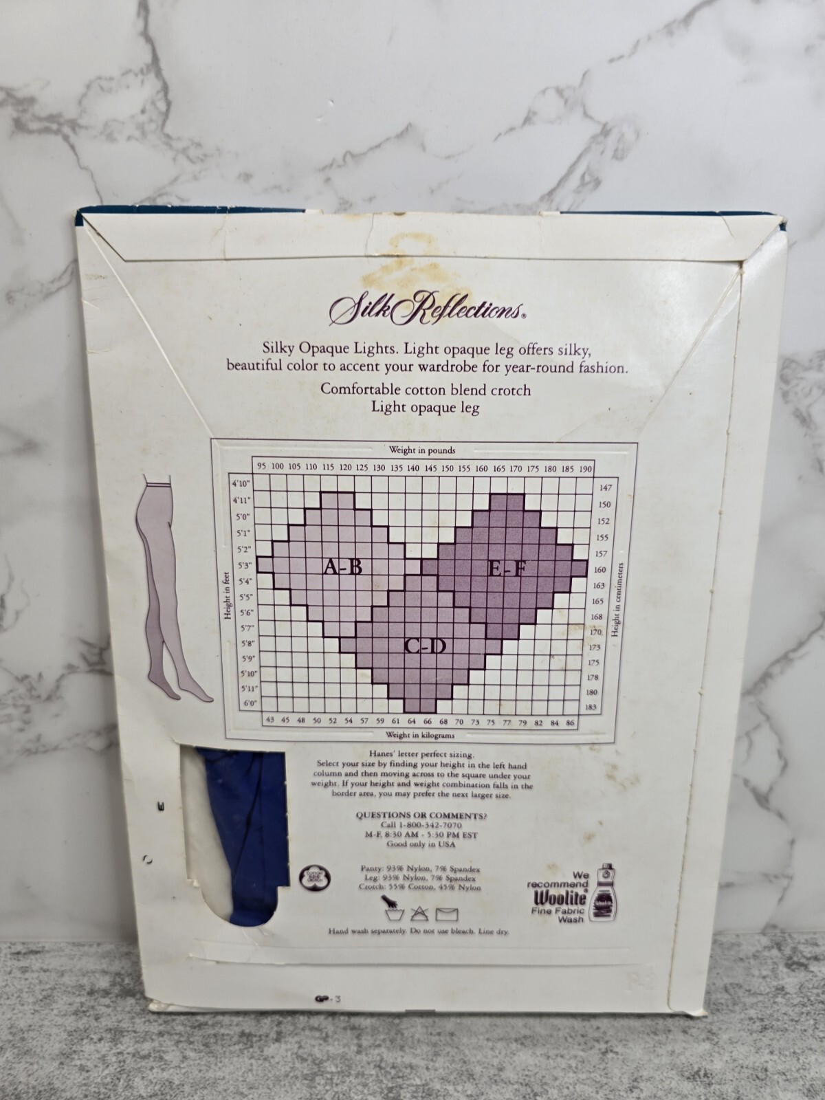 Vintage Hanes AB Silk Reflections Opaque Ultramarine Tights Pantyhose Hosiery