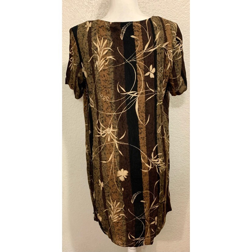 Rabbit Designs Vintage 80s Brown Shirt Shift Dress Women’s 10P