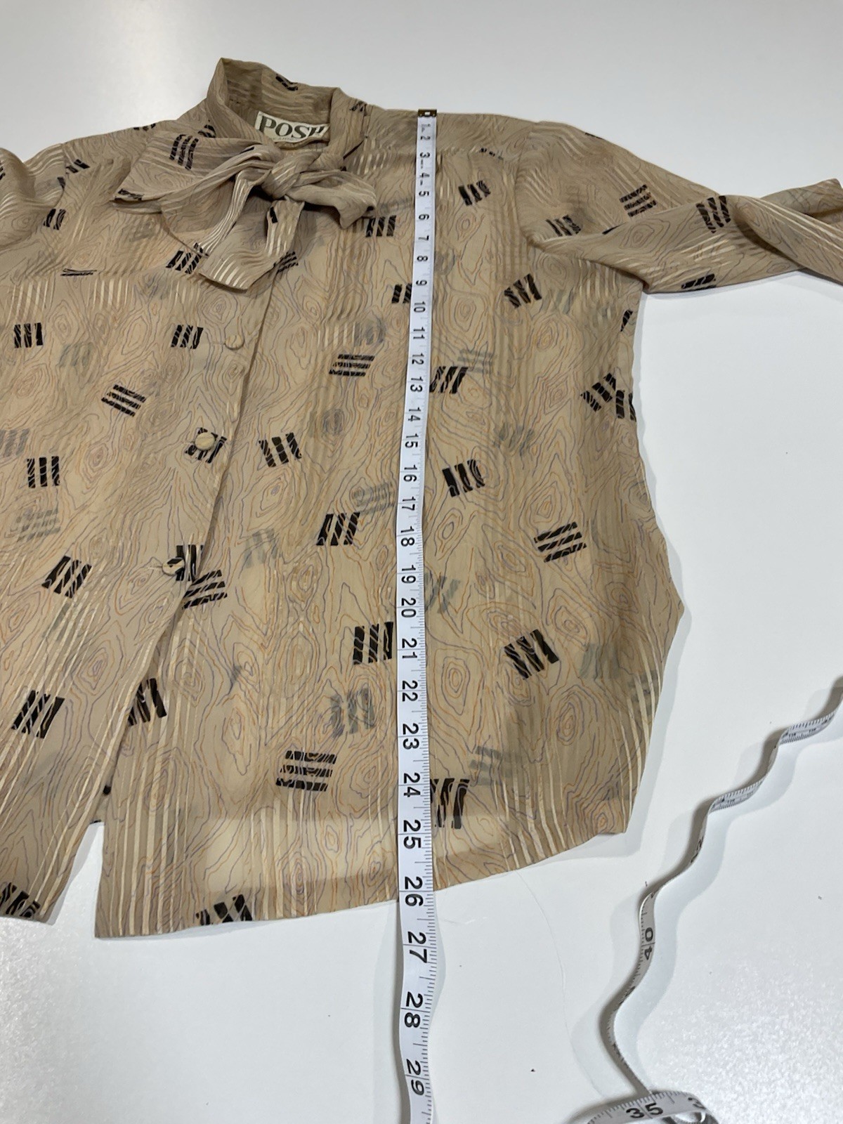 Vintage Posh by Jay Anderson Sheer Button Up Blouse Sz M/L Office Core 70s 80s