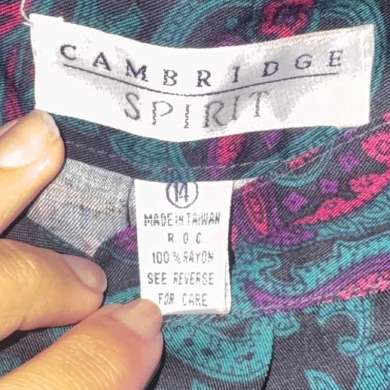 Vintage Cambridge Spirit Mohair Sweater Paisley Skirt Set Blk Teal Magenta L/14